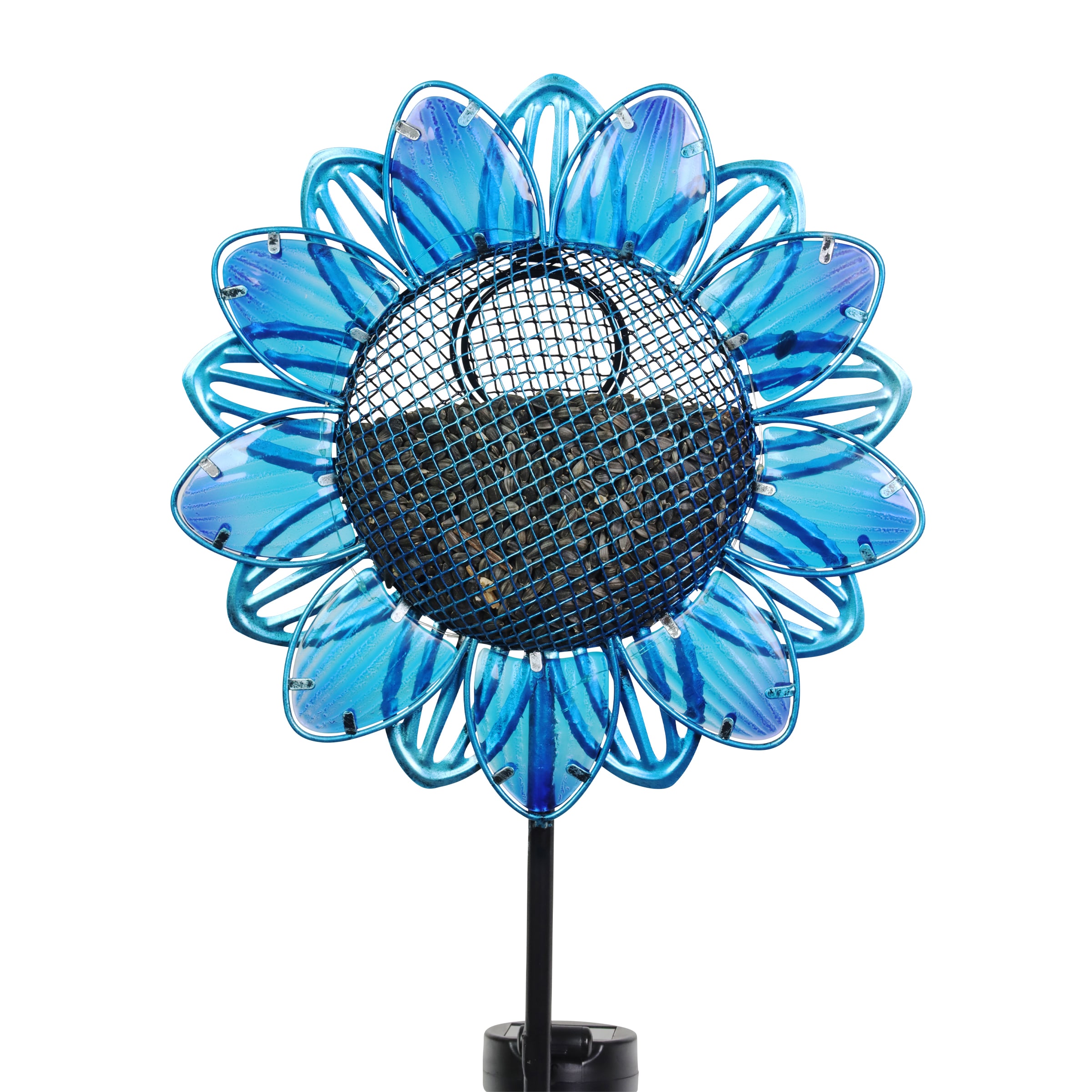 Exhart 71387-RS 36.22-in Blue Metal Solar Flower Stake