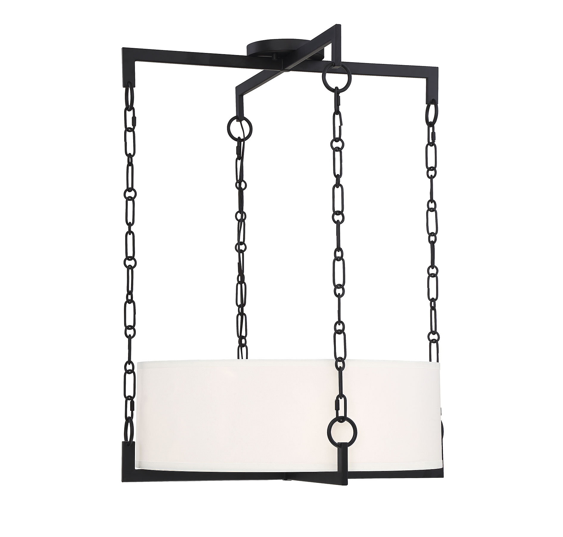  LW-SH636075 4-Light Matte Black Transitional Drum Hanging Pendant Light