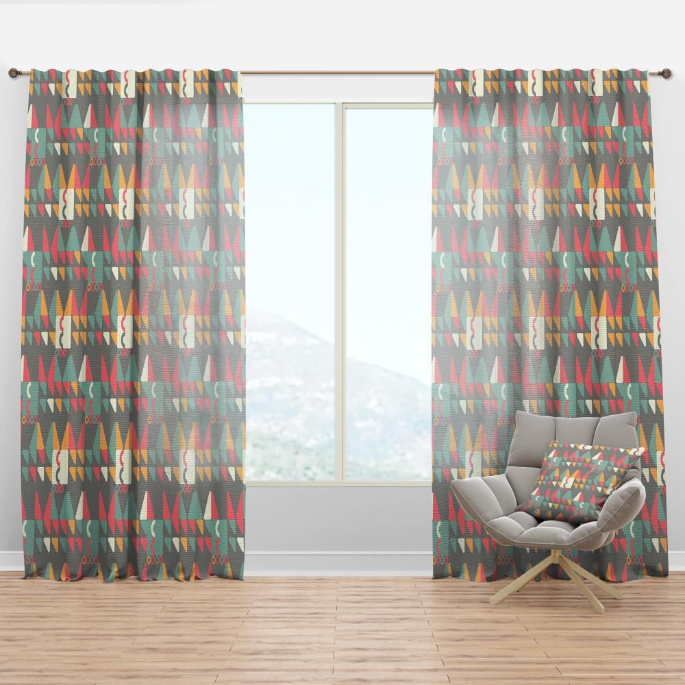 Designart CTN24261-52-90 90-in Gray Abstract Room darkening Thermal lined Rod pocket Single curtain panel
