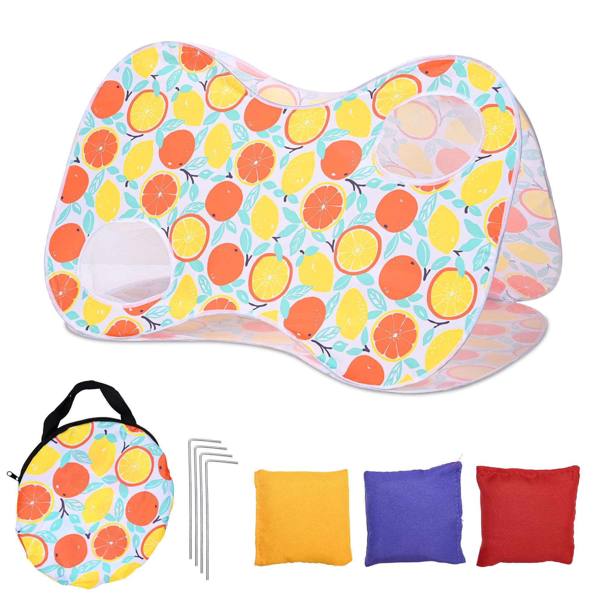 LAGarden 07TSG001-POP-OR13-LO  Foldable Bean Bag Toss Game Toy Portable Cornhole Board Beach Party