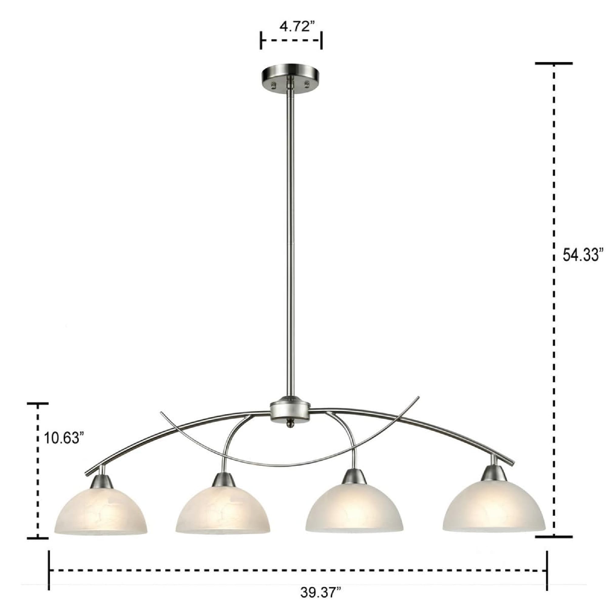 Claxy Glass Light 4-Light Brushed Nickel Modern/Contemporary Alabaster ...