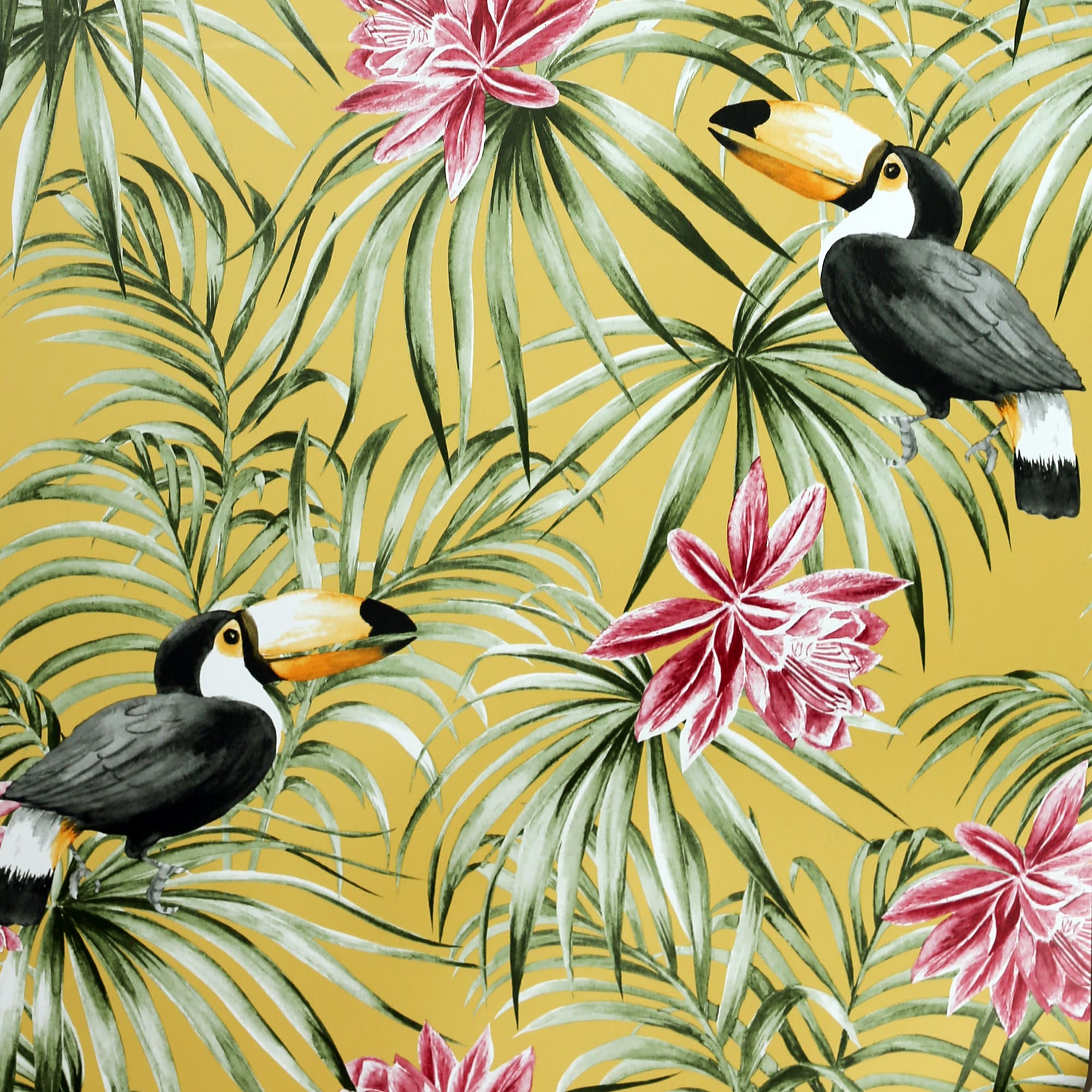 Grandeco City Of Palms Ochre Wallpaper A49803