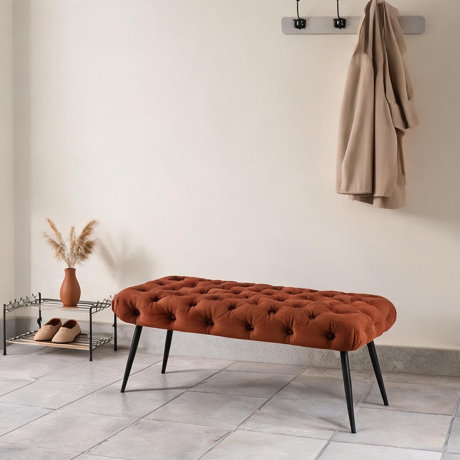 Naturefalls Rust 47 x 20 x 18 in Bench with Storage Cushioned Seat and ...
