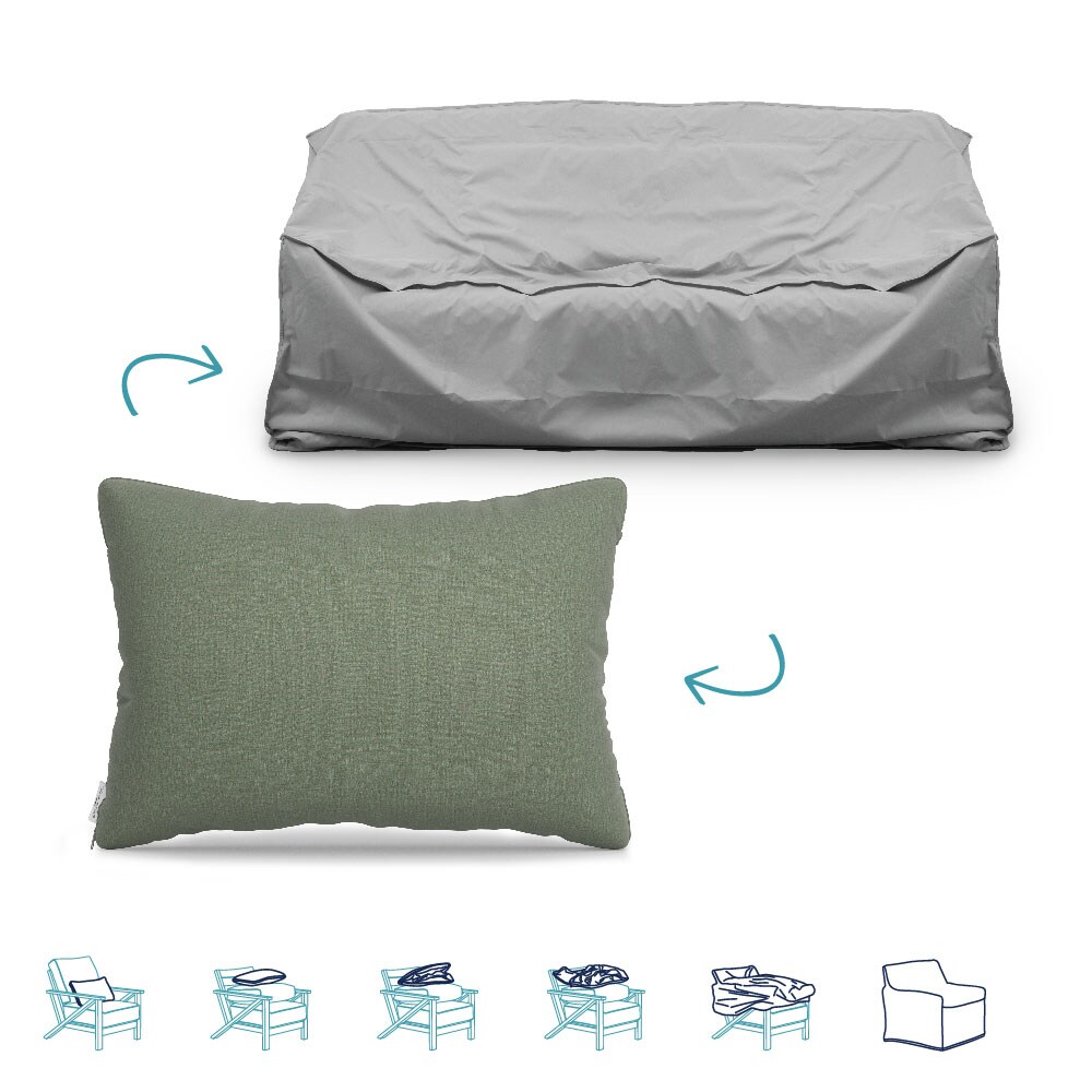 Pillow-to-Cover FH-P2C-SFL-SAGE Sage Polyester Patio Furniture Cover For Sofa