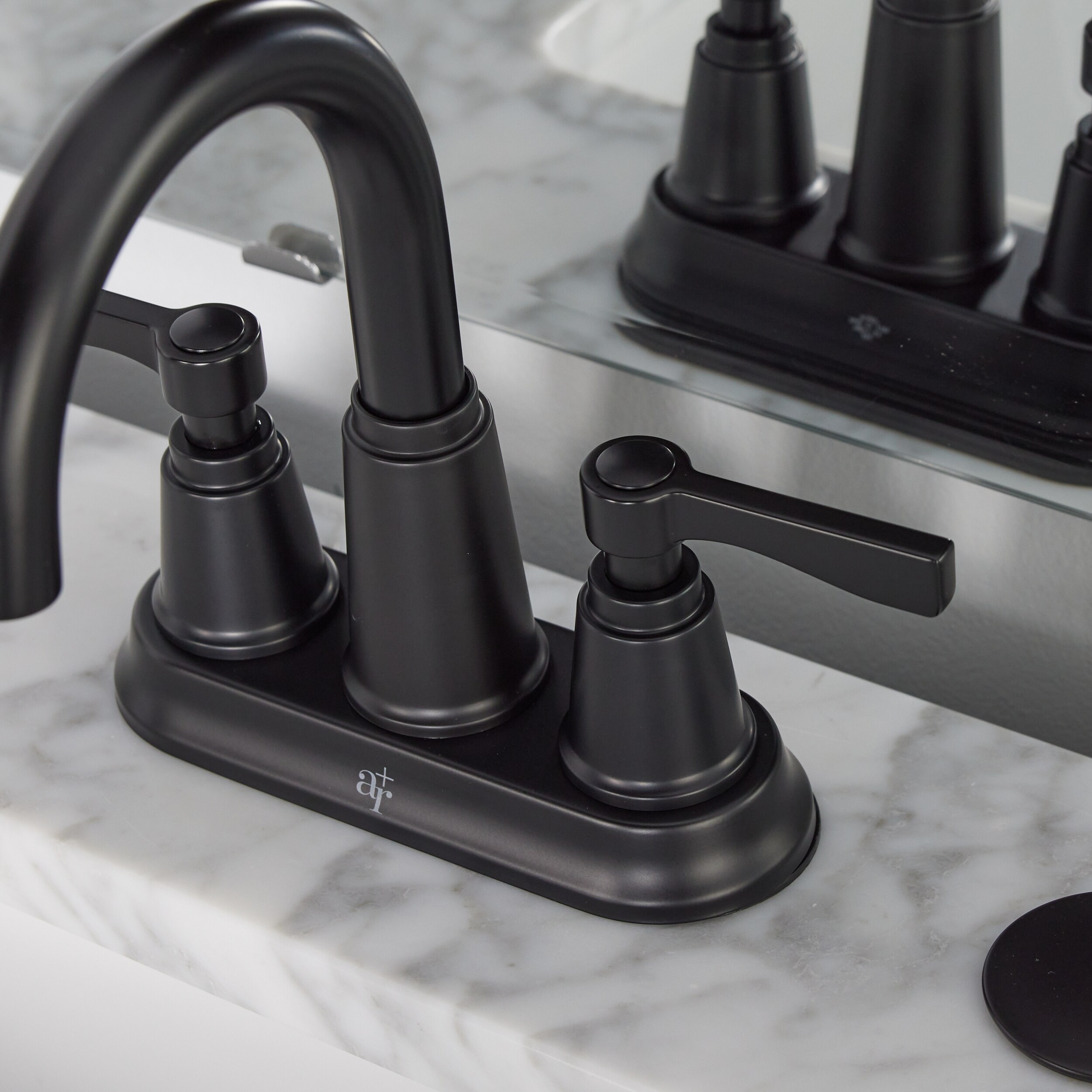 allen + roth Townley Matte Black 4in centerset 2Handle WaterSense