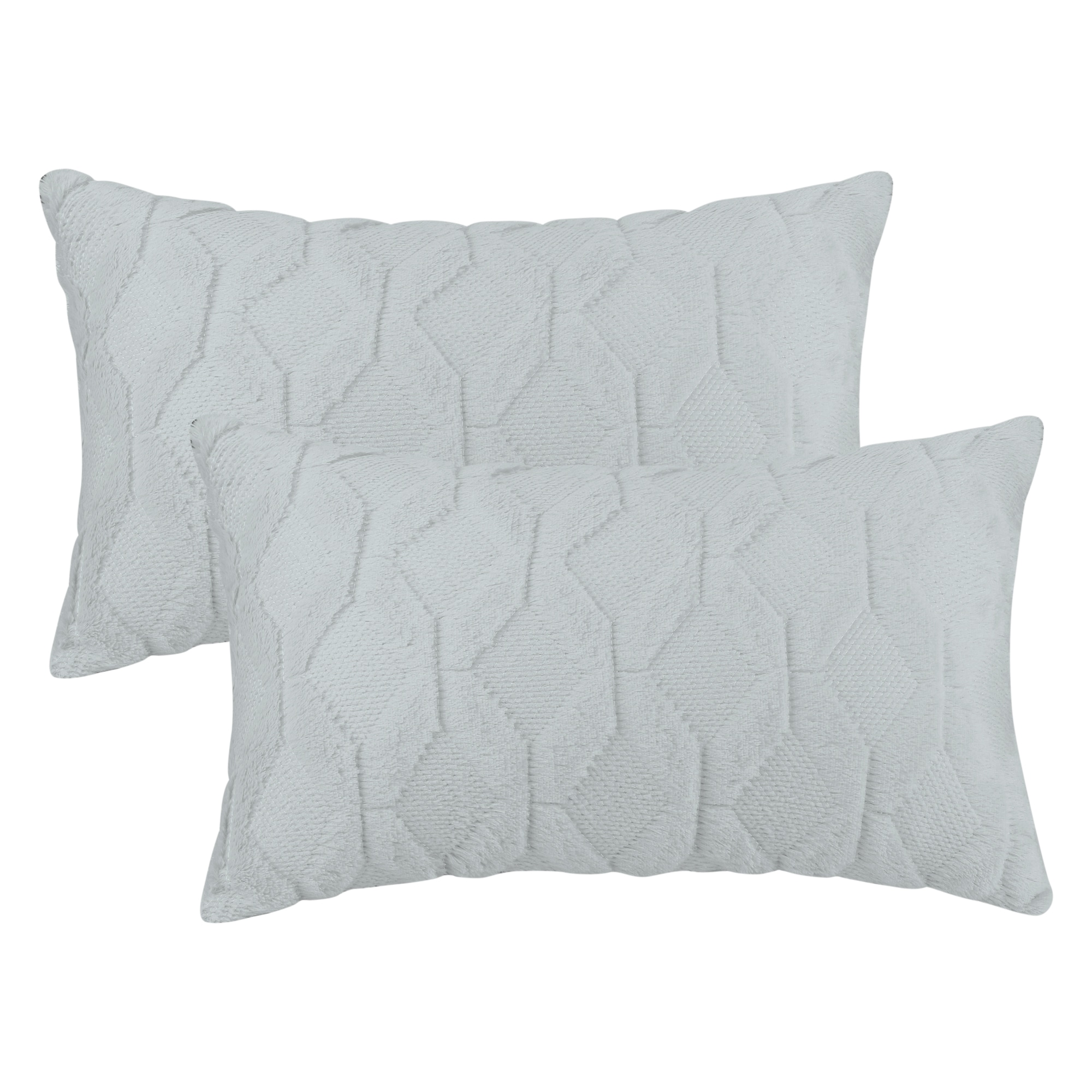 Unique Bargains 2pcs Short Plush Decorative Throw Pillow Covers Luxury Style Cushion Pillow Cover for Sofa Bedroom 12 x 20 Inch Grey