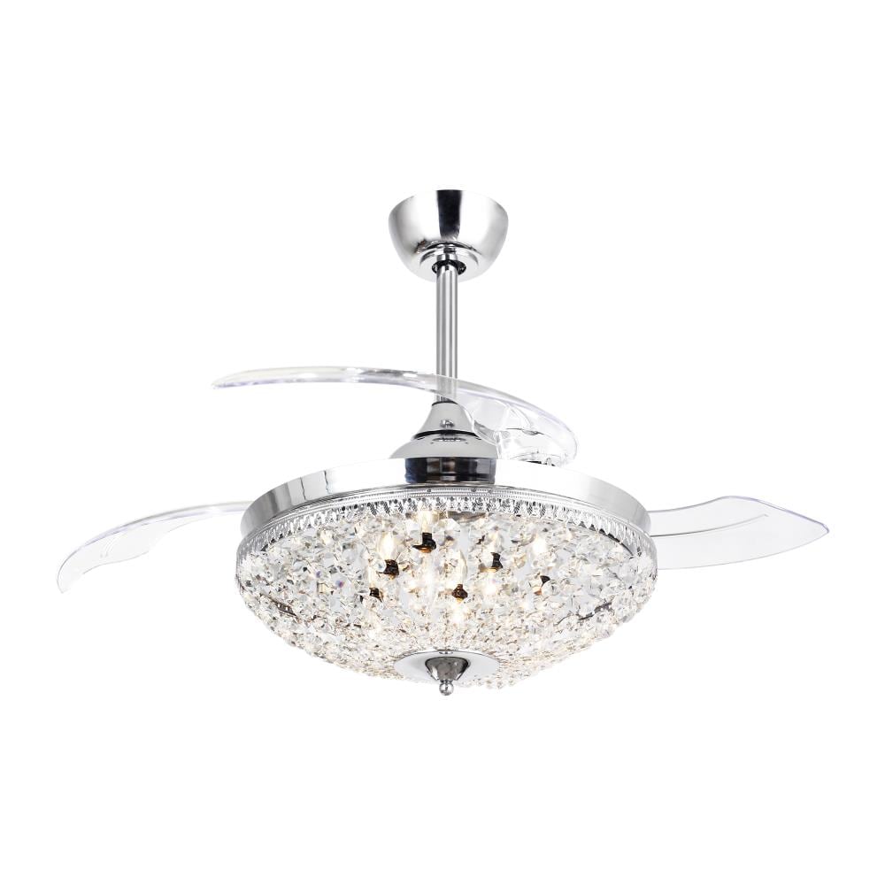 Matrix Decor 42-in Chrome with Clear Blades LED Indoor Chandelier ...