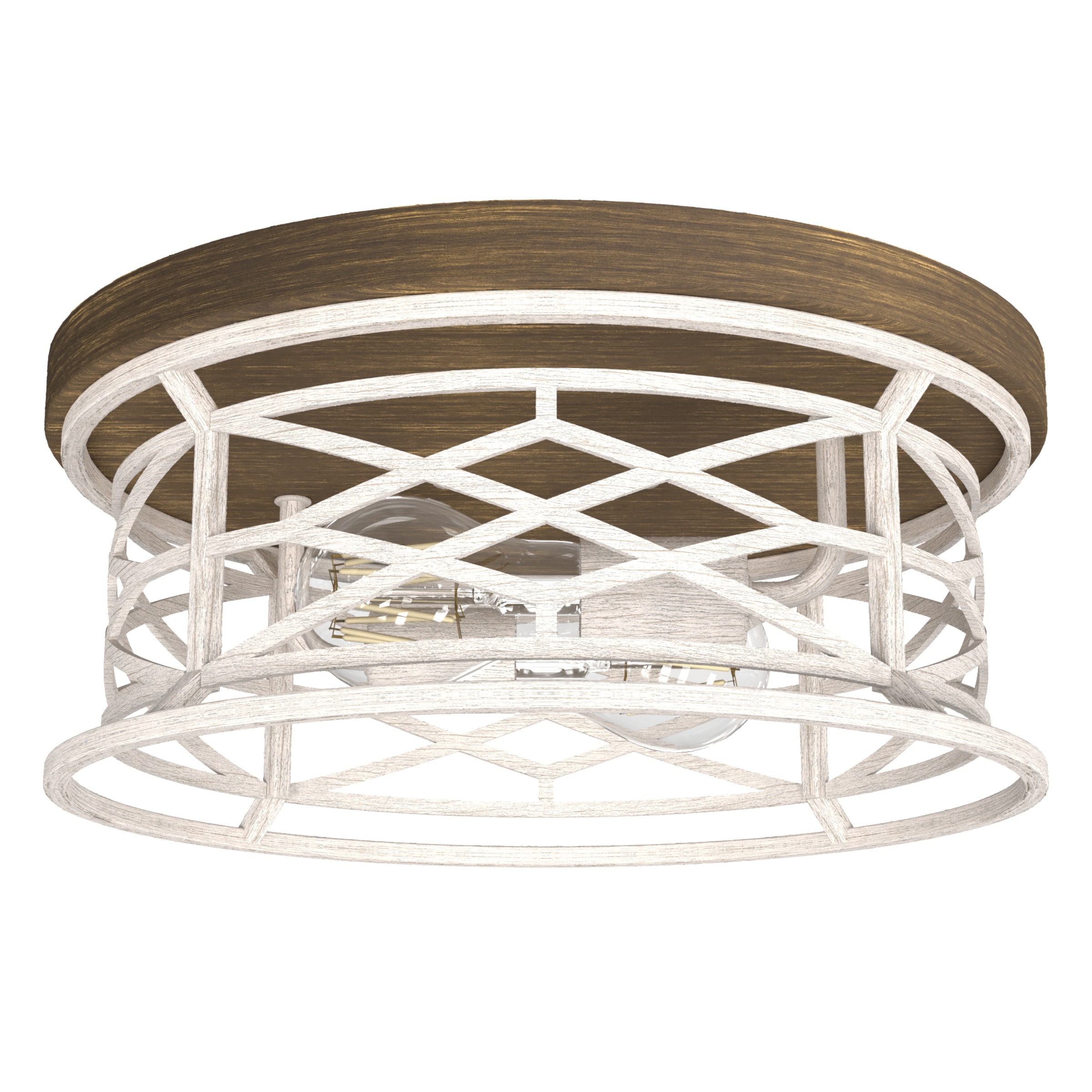 Hunter 19338 Langwood 2-Light 13.25-in Distressed White LED Flush Mount Light