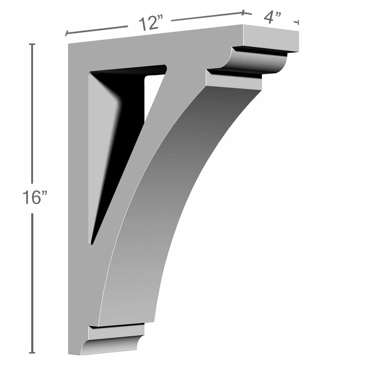 Ekena Millwork BKT04X12X16RI Exterior-Brackets-Braces - View #2