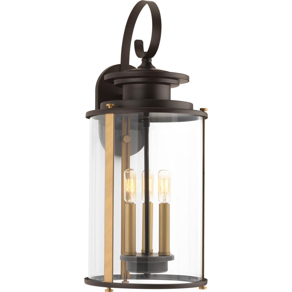 Progress Lighting P560038-020 Squire 3 -Light 22.75-in H Antique Bronze Hardwired Outdoor Wall Light