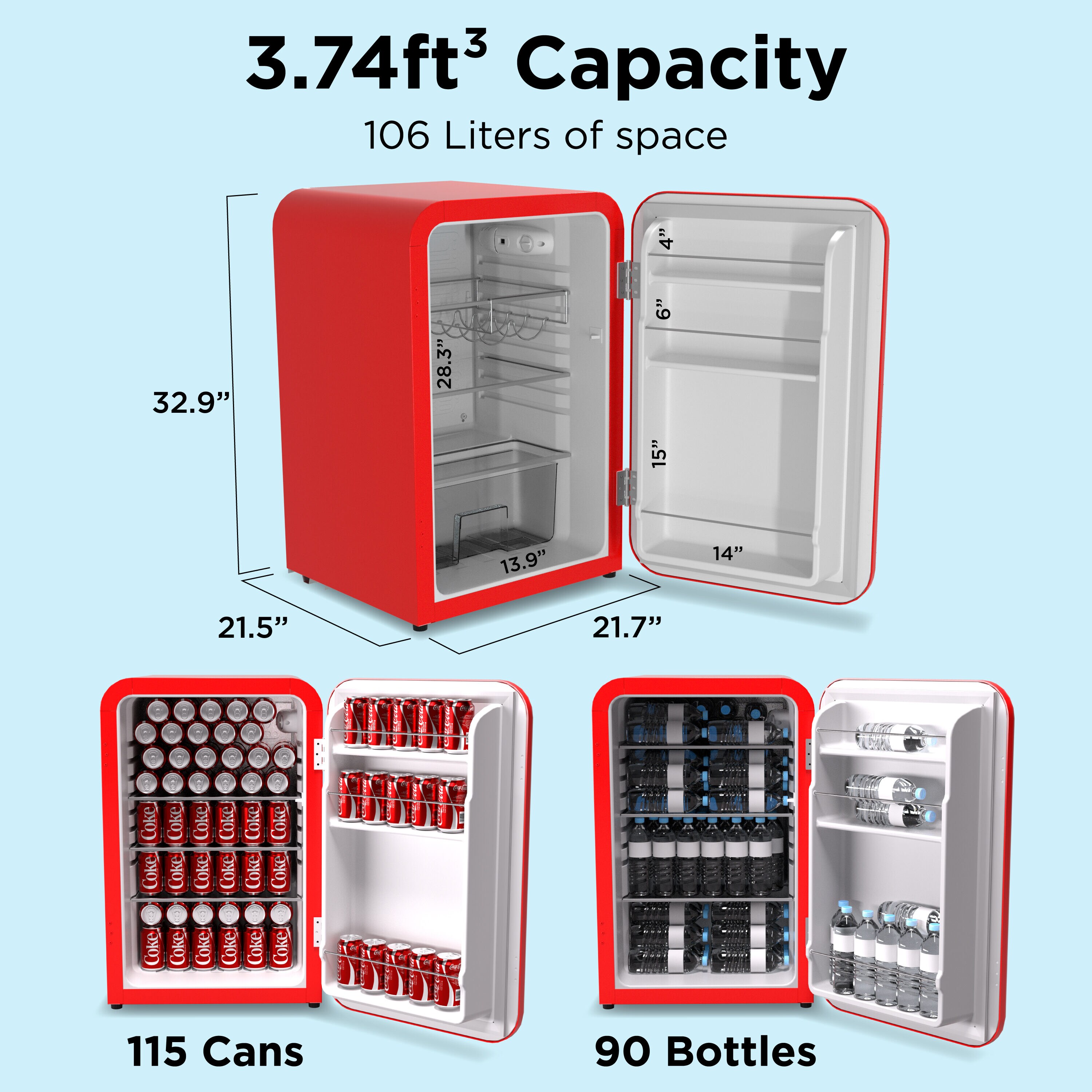 HUSKY Glass Door 4.6-cu ft Standard-depth Freestanding Mini Fridge