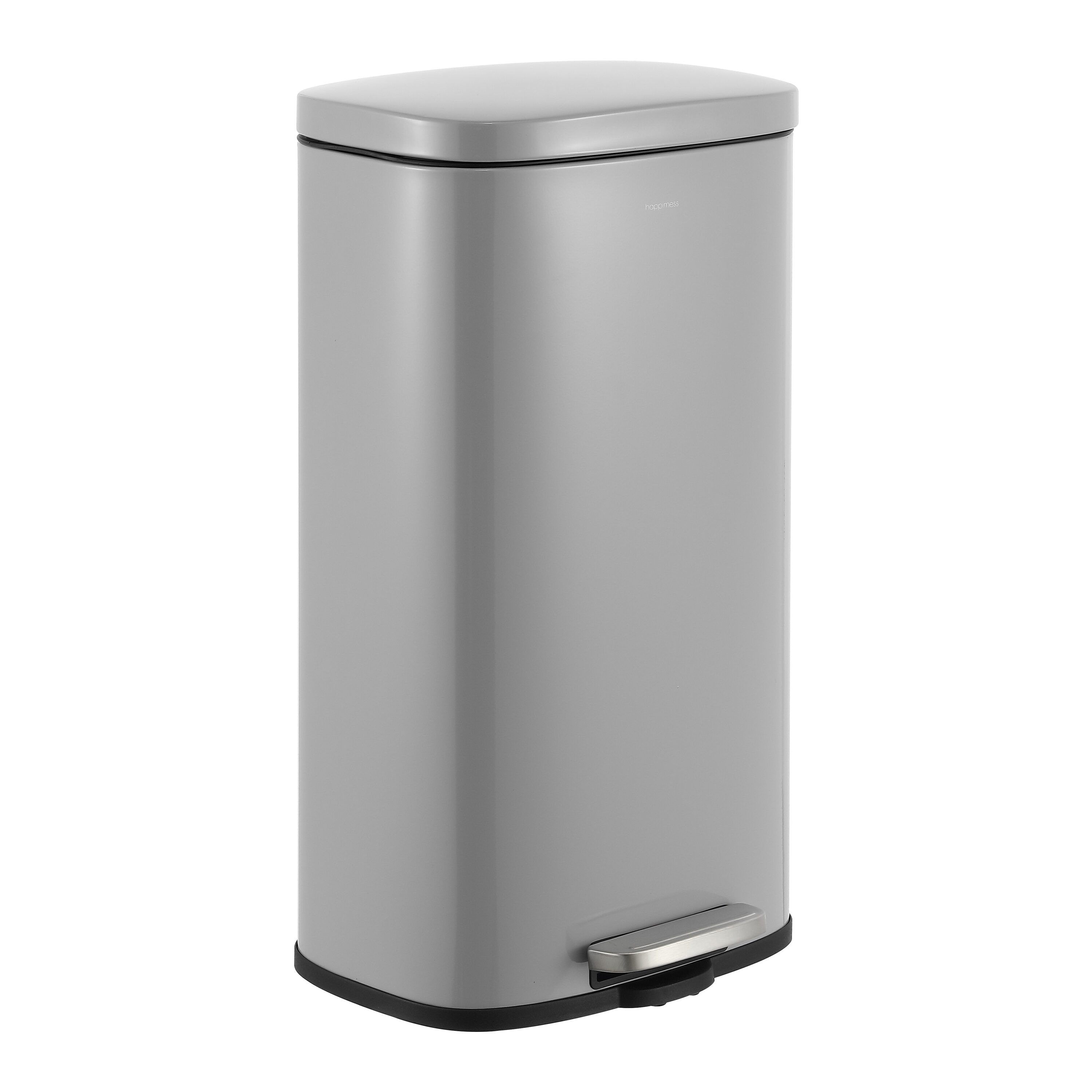 happimess HPM1011D 8 Gallon Fog Gray Metal Indoor Kitchen Step Trash Can