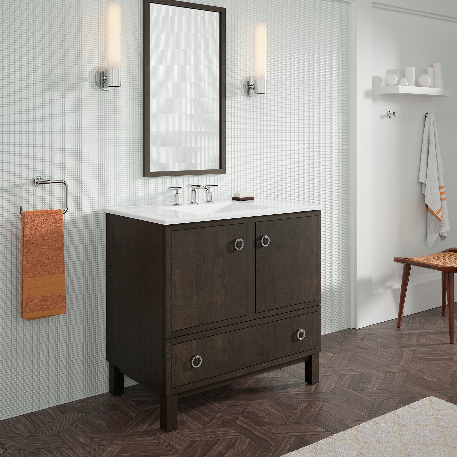 KOHLER Jacquard 36-in Felt Grey Bathroom Vanity Base Cabinet without ...