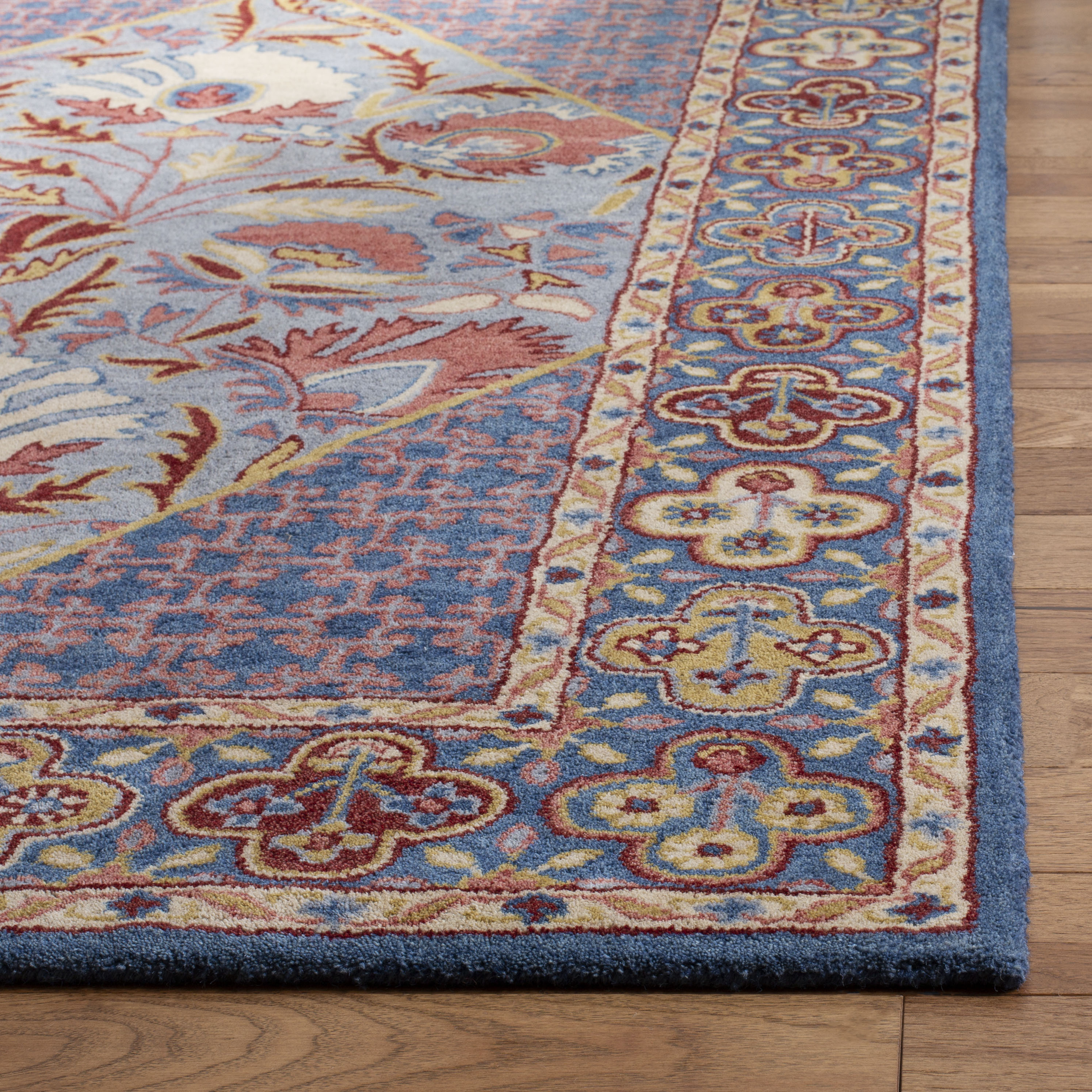 Handmade Blue Wool Tufted Reversible 5' x 8' Rug