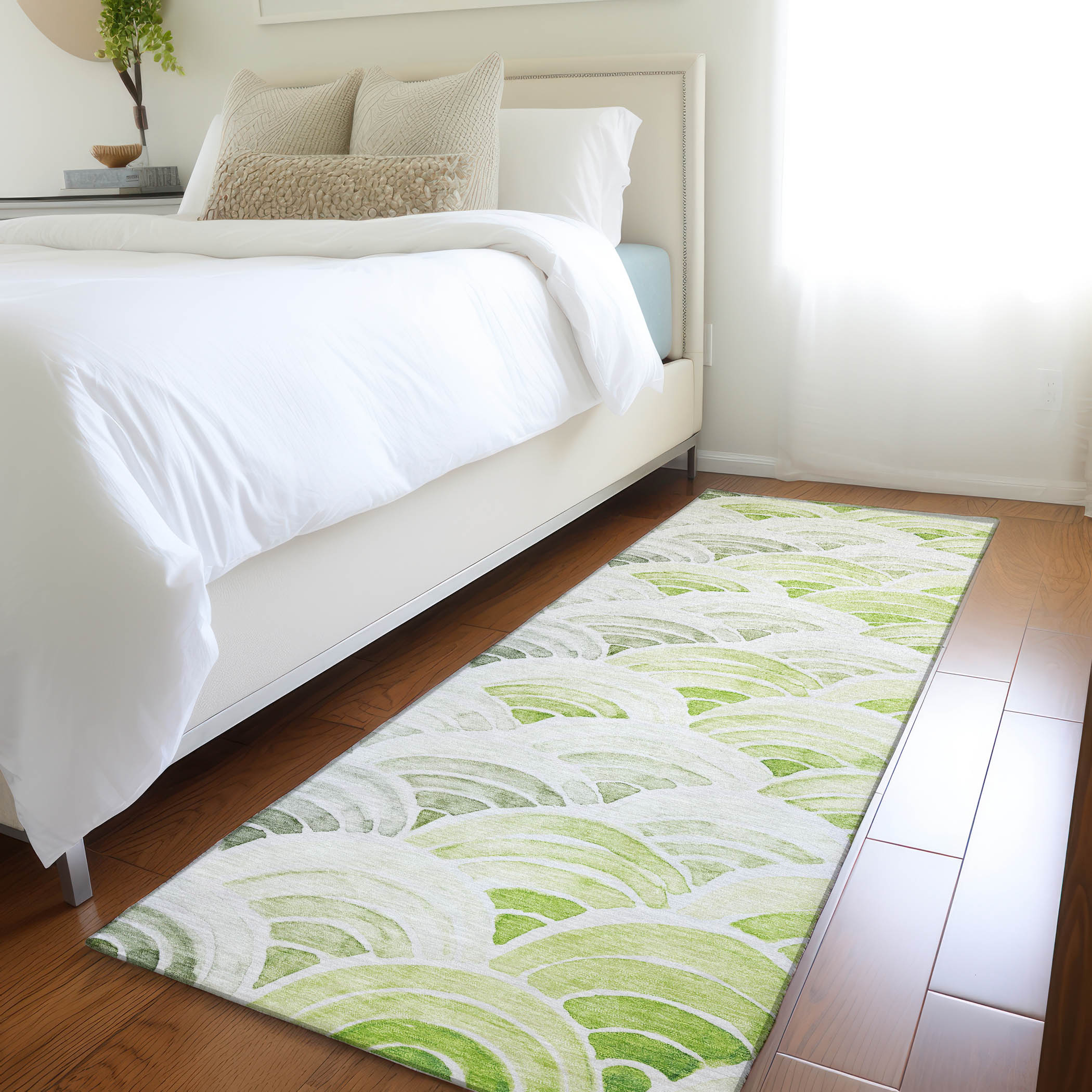 Addison Rugs AMF184GN2X8 Mayfield AMF184GN 2 x 7 (ft) Loomed Polyester Green Rectangular Indoor Geometric Machine washable Area rug