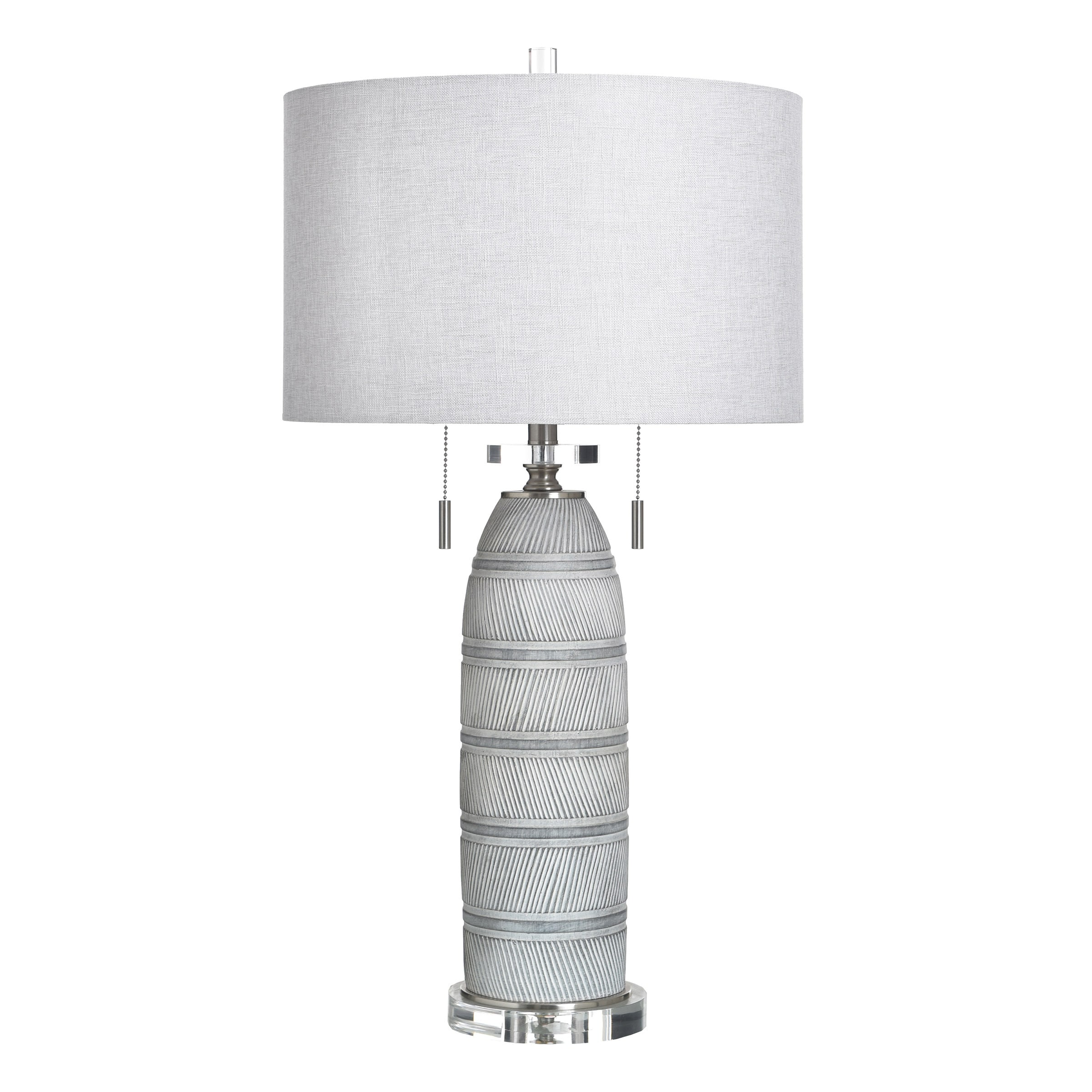 StyleCraft Home Collection Poly Table Lamp - Greyson Silver - White Shade