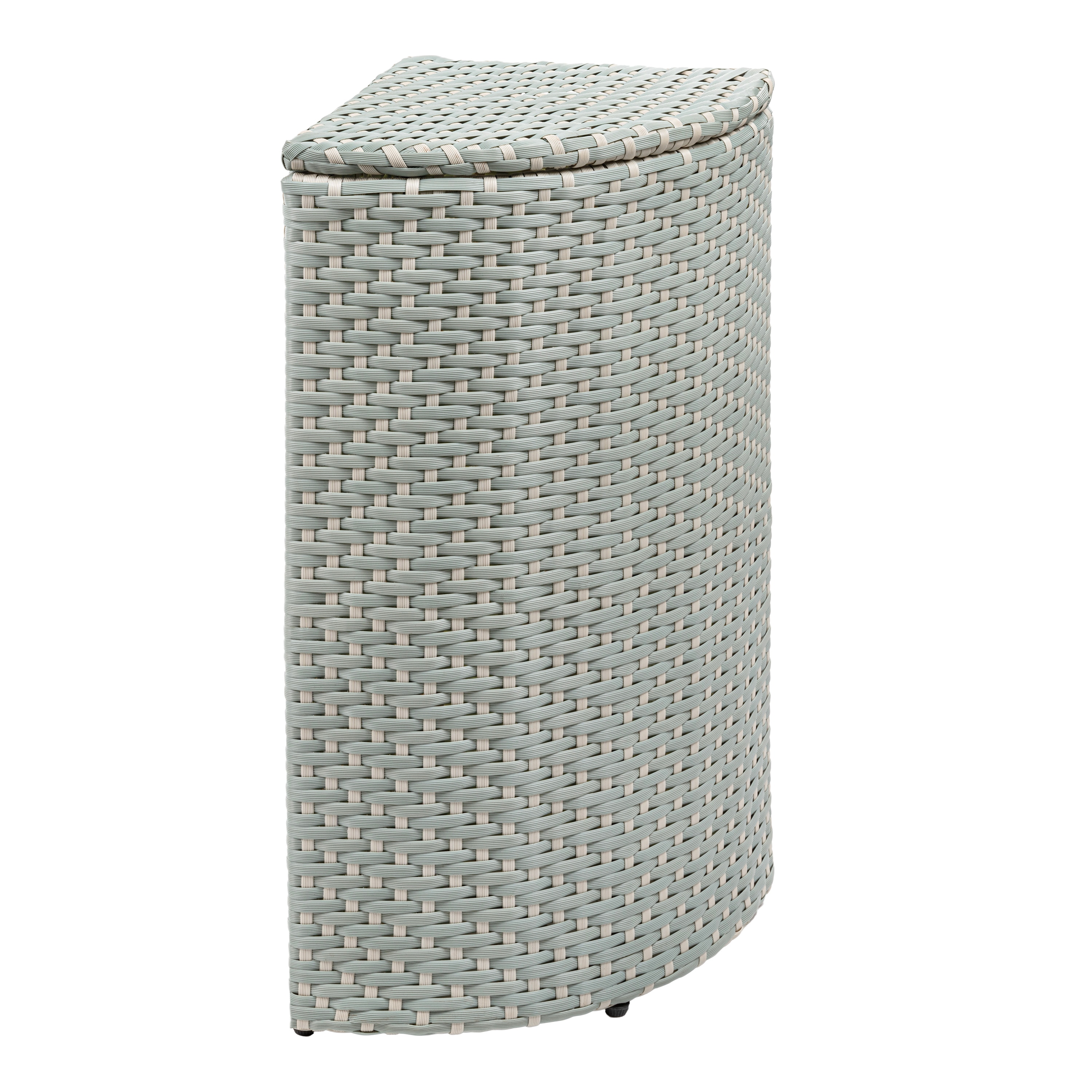 happimess HPM1200C 15.56 Gallon Mint Blue/White Metal Indoor/Outdoor Kitchen Hinged Lid Trash Can