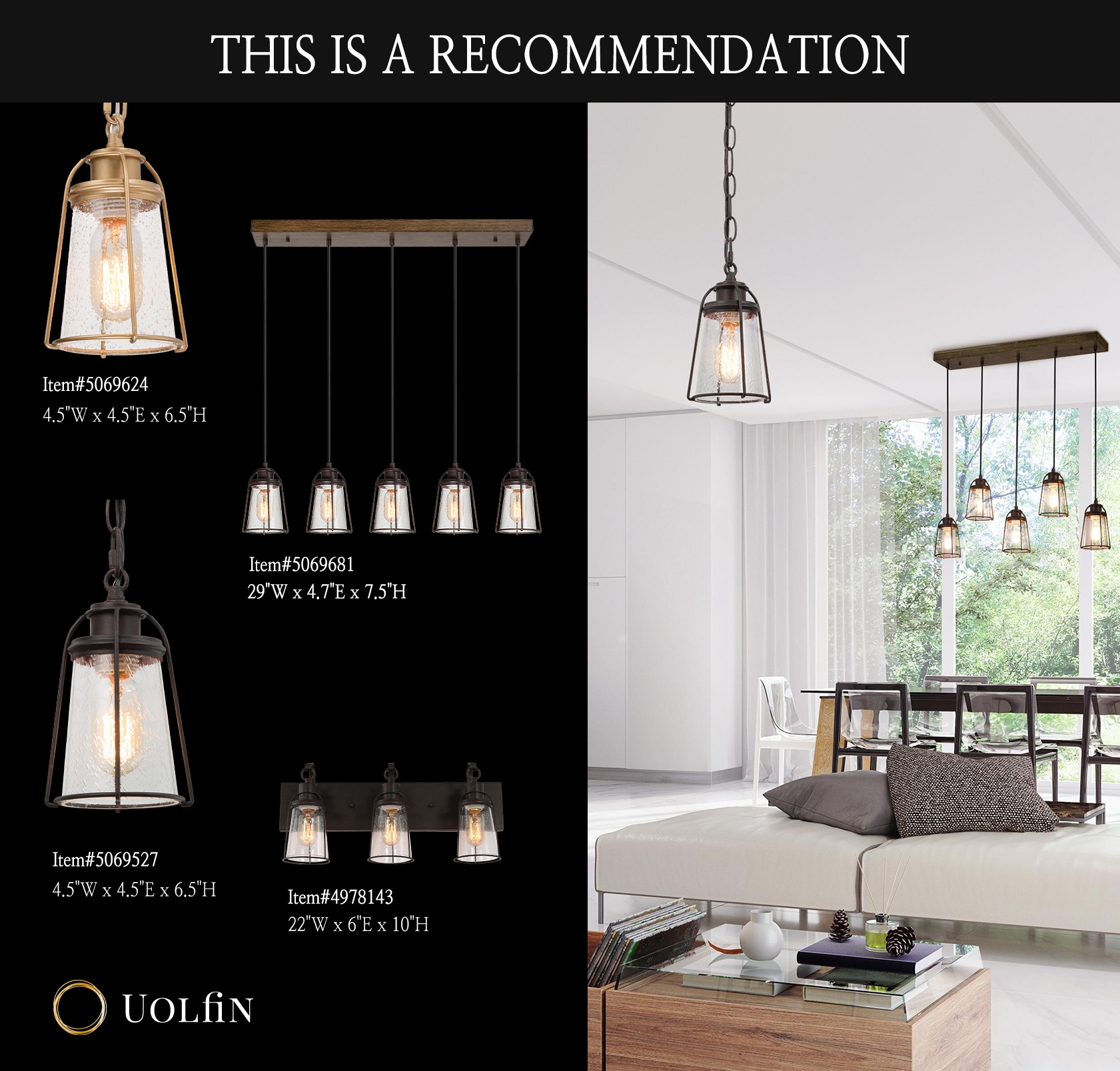 Uolfin EB3MEB-LWS23940-O7 Pendant-Lights - View #3