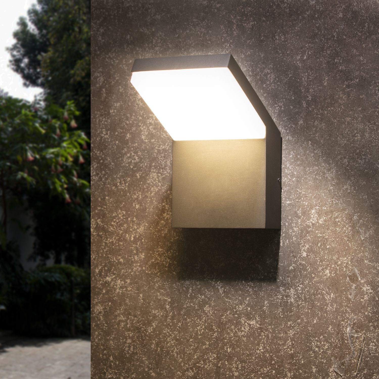 Tenleaf 8.6Inch Black Modern Outdoor Wall Sconce Lighting Lantern Fixture for Porch Front Door Garden Yard Patio