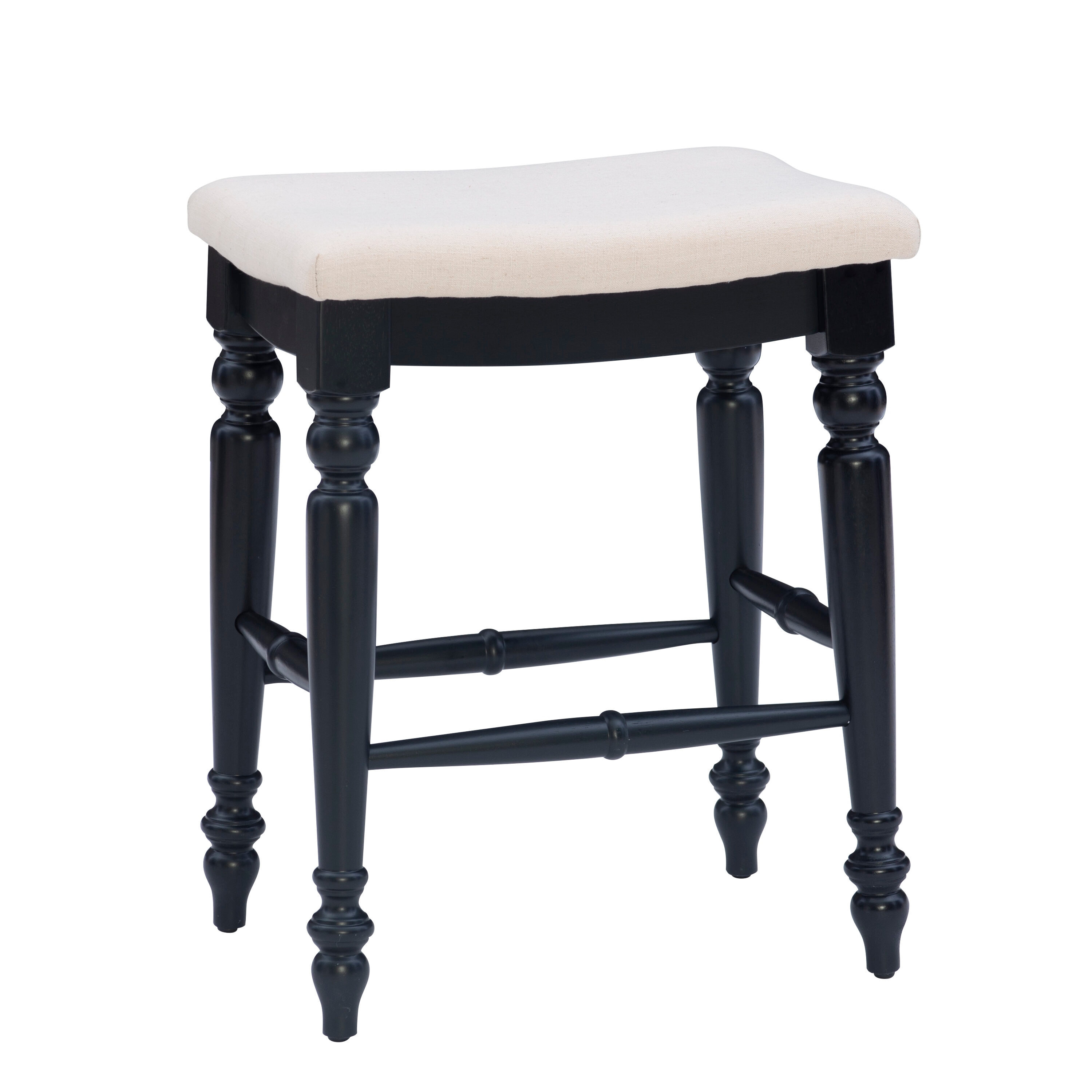 Linon CS205ABLK01U Black 25.0-in H Counter height Upholstered Wood Bar Stool