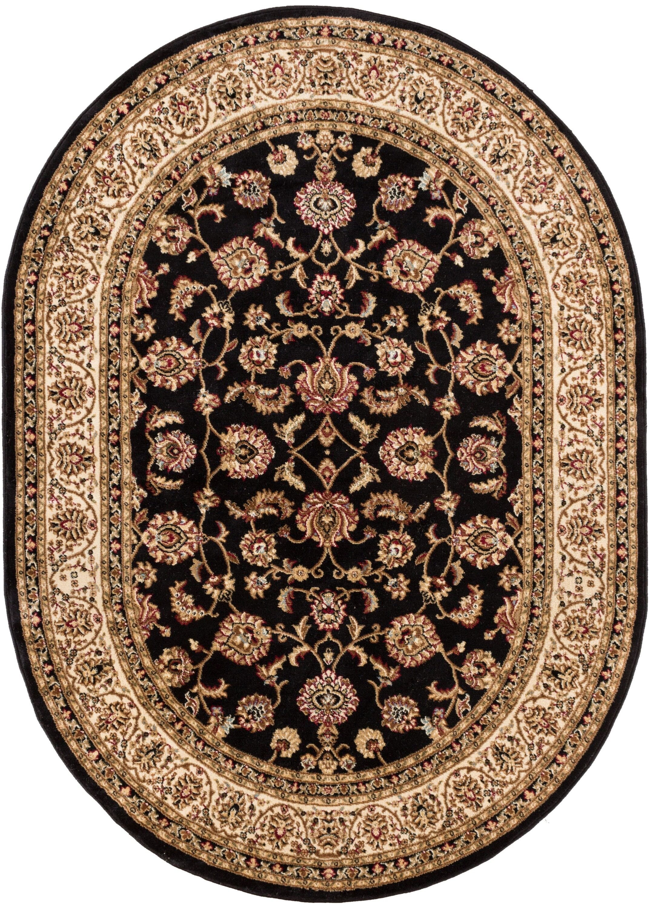 Well Woven 549334O 4 x 4 (ft) Loomed Polypropylene Black Oval Indoor Medallion Persian Area rug
