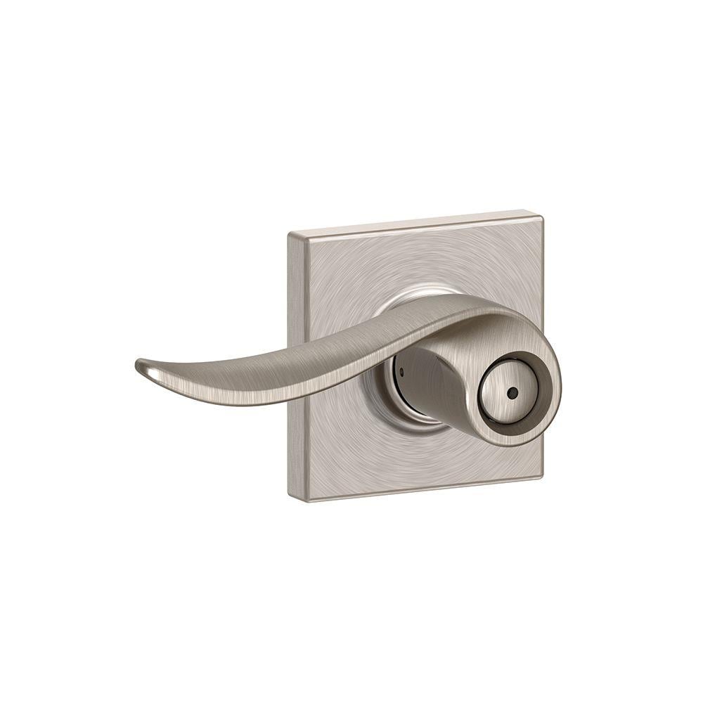 Schlage F40SAC619COL F Series Satin Nickel Interior Bed/Bath Privacy Door Handle