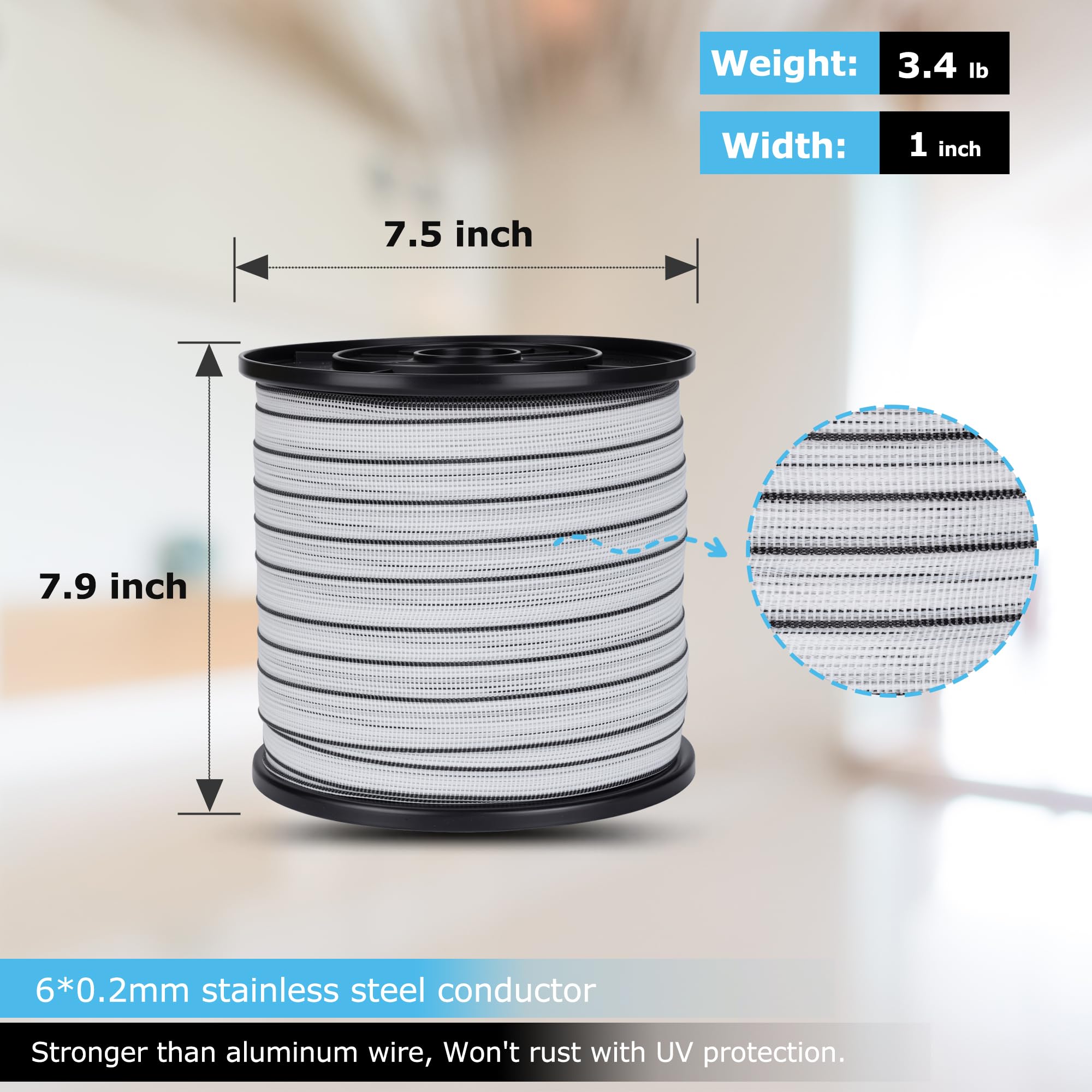 Afoxsos Electric Fence Polytape 1 Inch Width 656 Feet 8 Conductors ...