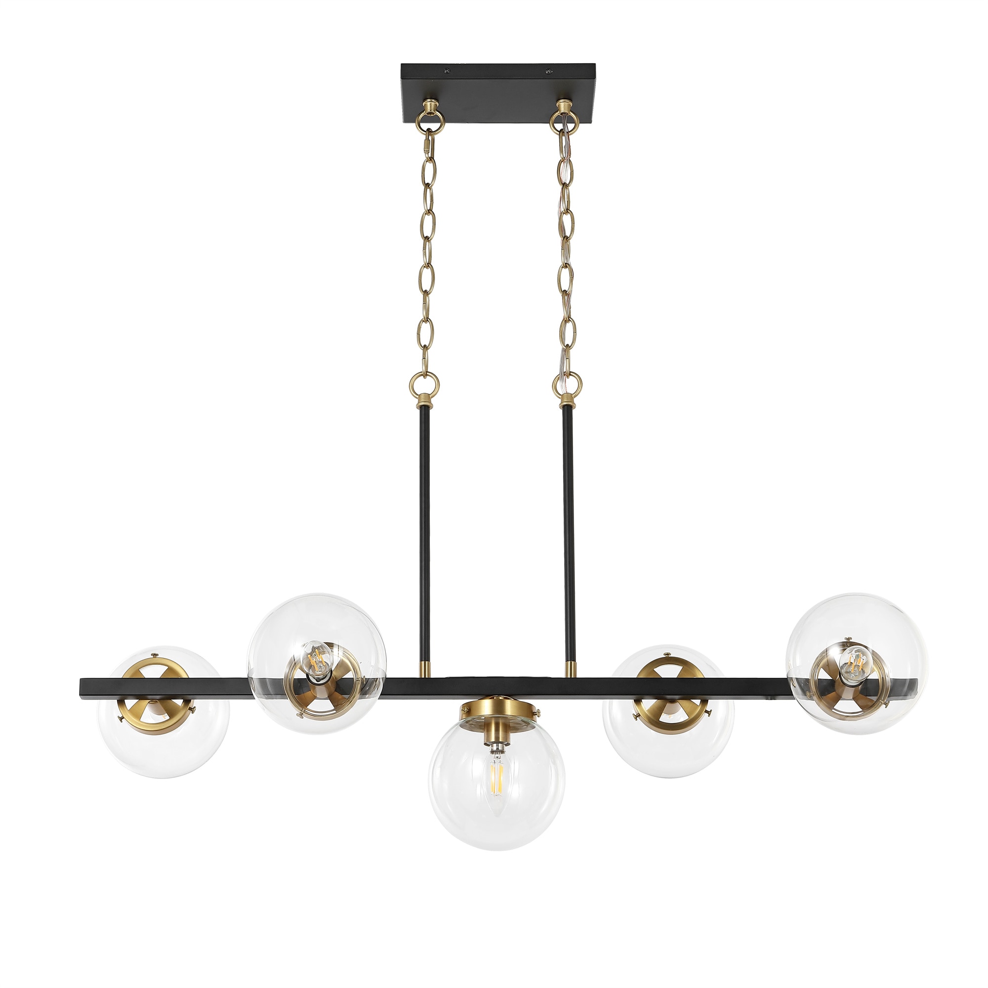 GETLEDEL FX-5005CB 1 -Light Black Modern/contemporary Clear glass Globe Large Hanging Kitchen island light