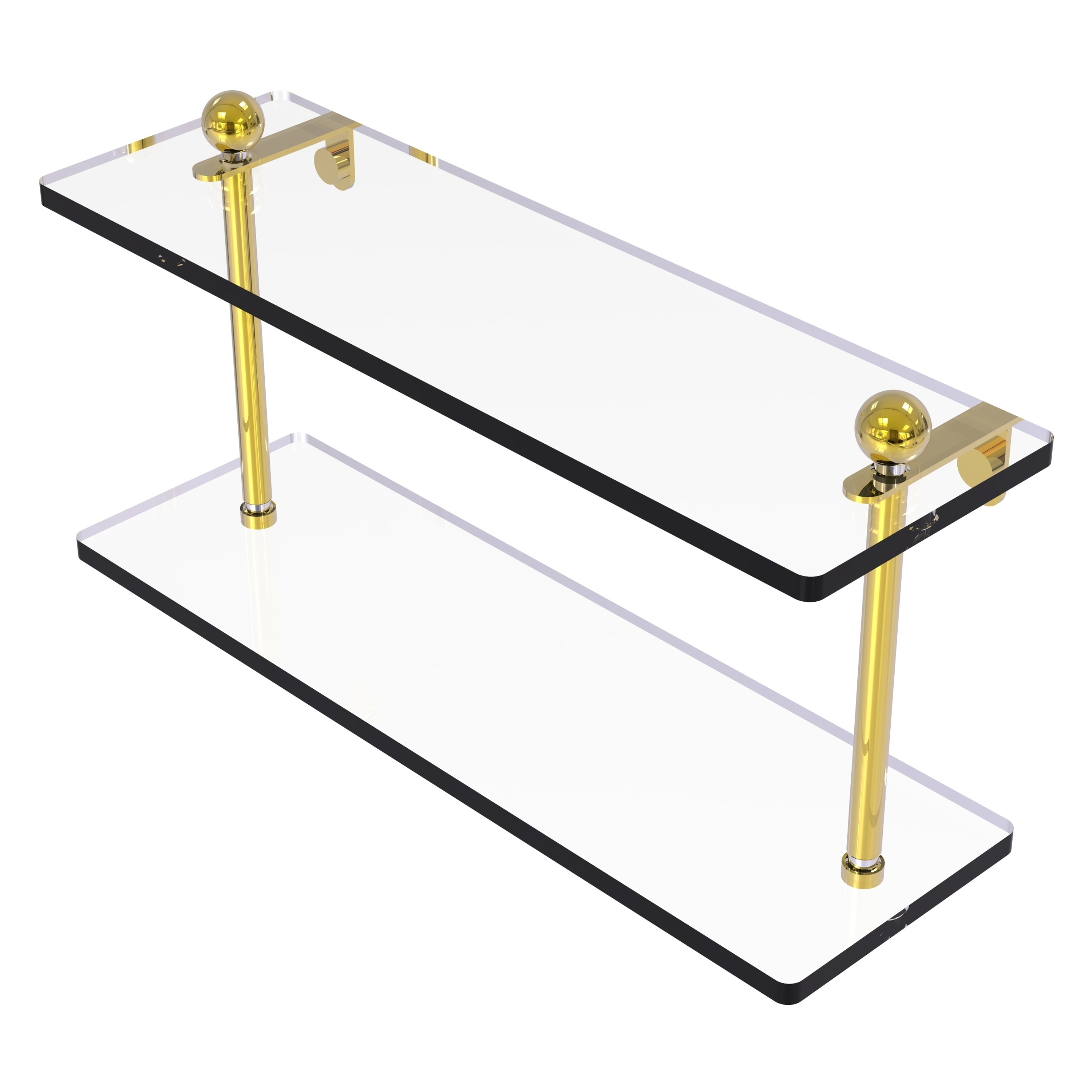 Allied Brass PR-2/16-PB Prestige Regal Polished Brass 2 -Tier Wall mount Bathroom Shelf ( 16-in x 8-in x 5-in )