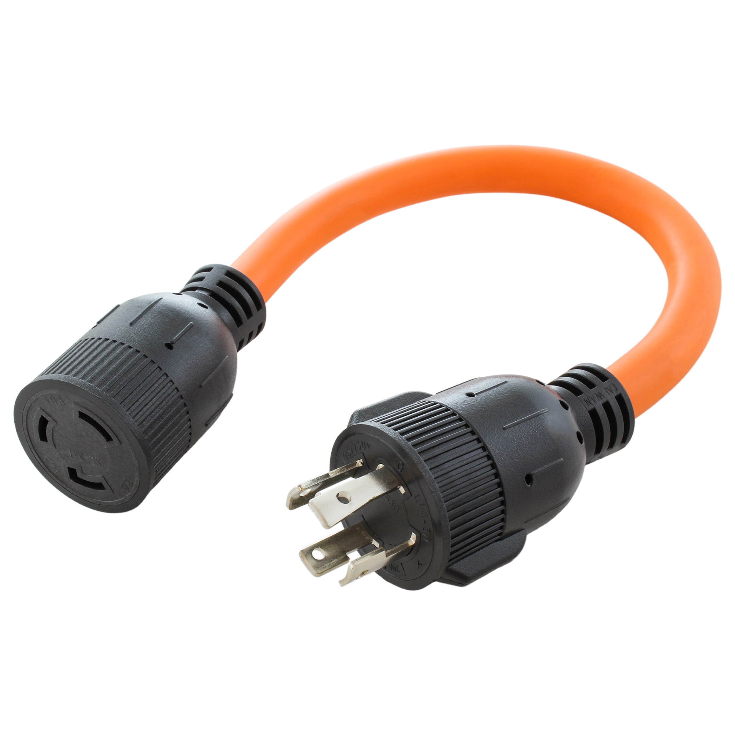 AC WORKS 1.5ft NEMA L14-30P to NEMA L5-30R 30 -Amp 4-wire to 3-wire grounding Single to single Black Basic Flexible Adapter