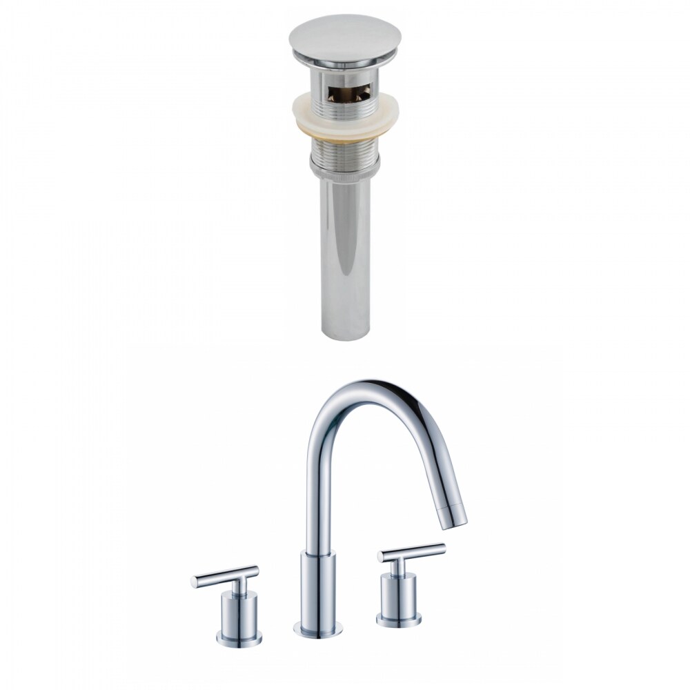 American Imaginations AI-8022 Chrome 2-handle Widespread WaterSense Mid-arc Bathroom Sink Faucet with Drain
