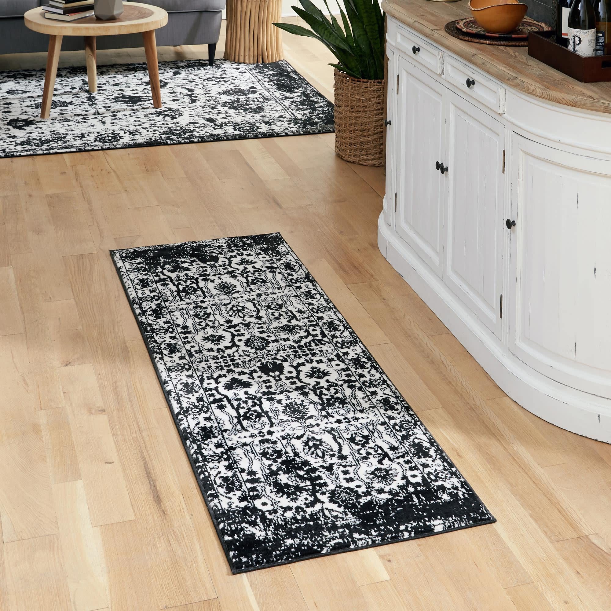 Unique Loom 3152080 Portland 2 x 6 (ft) Loomed Polypropylene Black and White Rectangular Indoor Border Runner rug