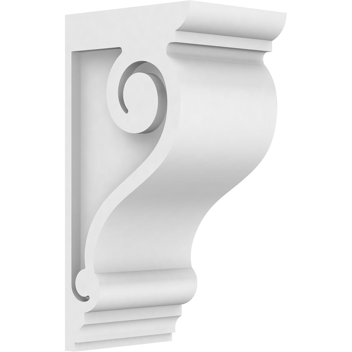 Ekena Millwork CORP03X05X10SCR 3-in x 5-in x 10-in Standard Scroll Unfinished White PVC Paintable Corbel