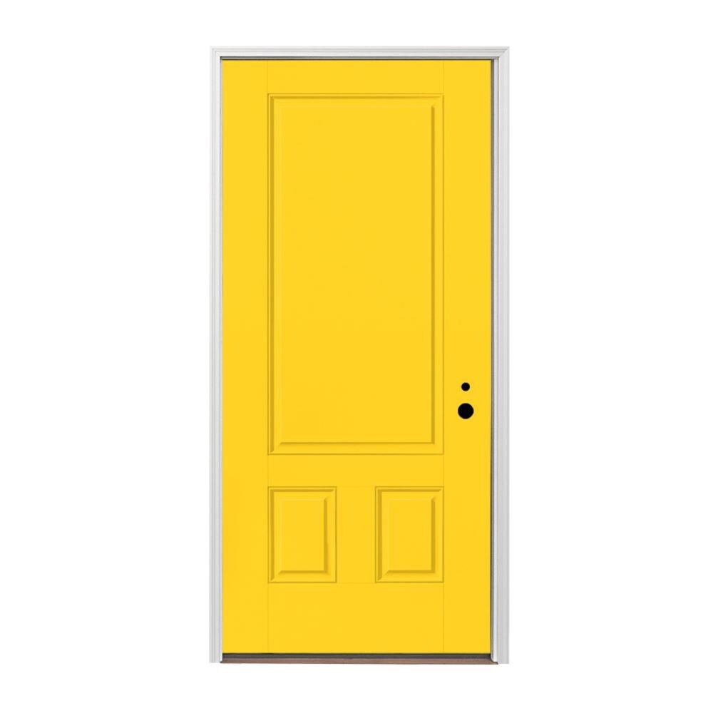 Pella 36 In X 80 In Fiberglass Left Hand Inswing Painted Front Door