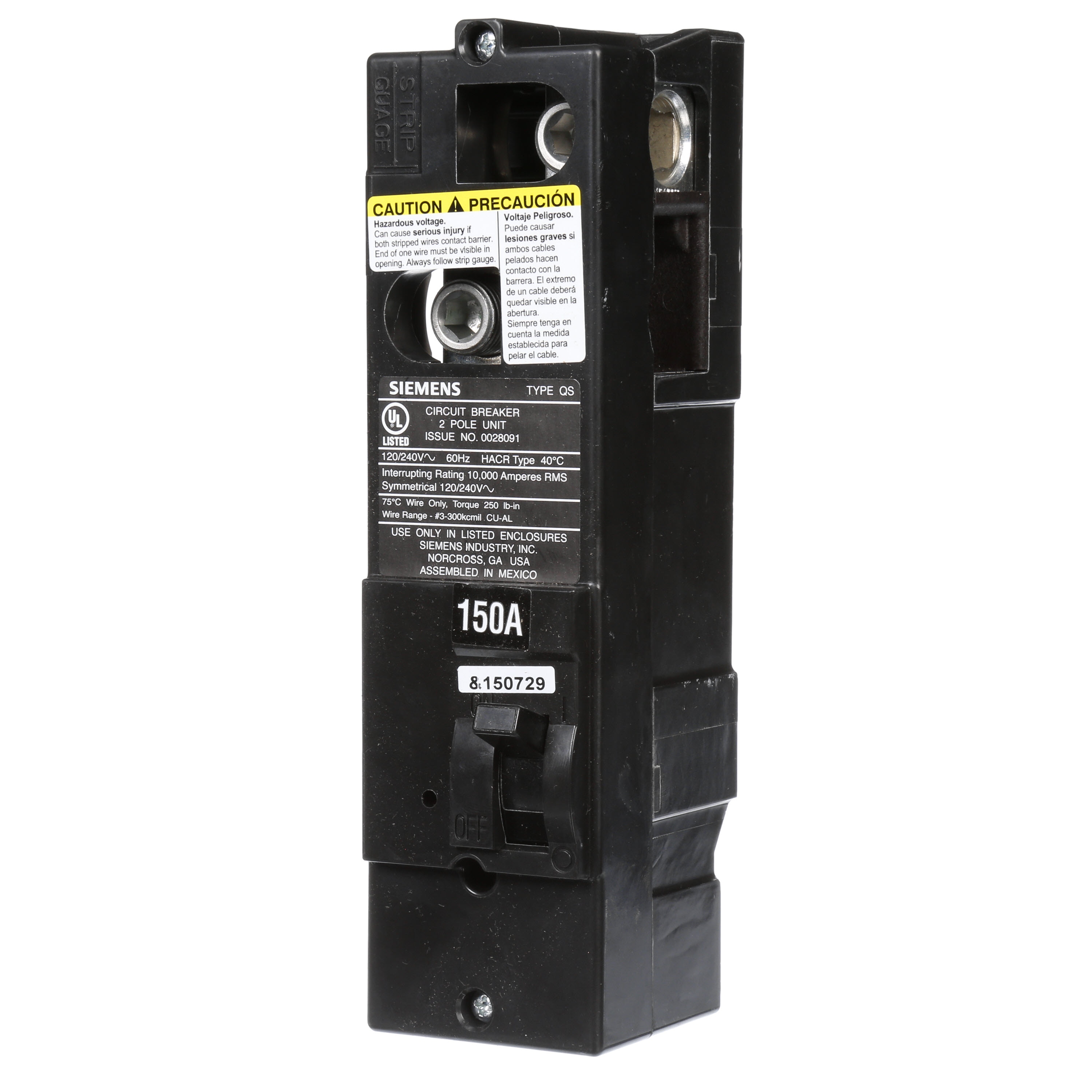 Siemens QS2150 150-amp 2 -Pole Main Circuit Breaker