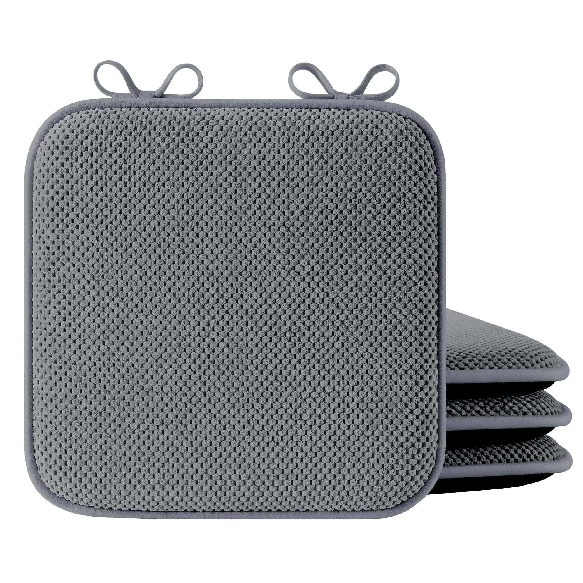 Adrinfly - Memory Foam Chair Cushions Set of 4 with Non Slip Backing and Adjustable Ties 16 by 1...