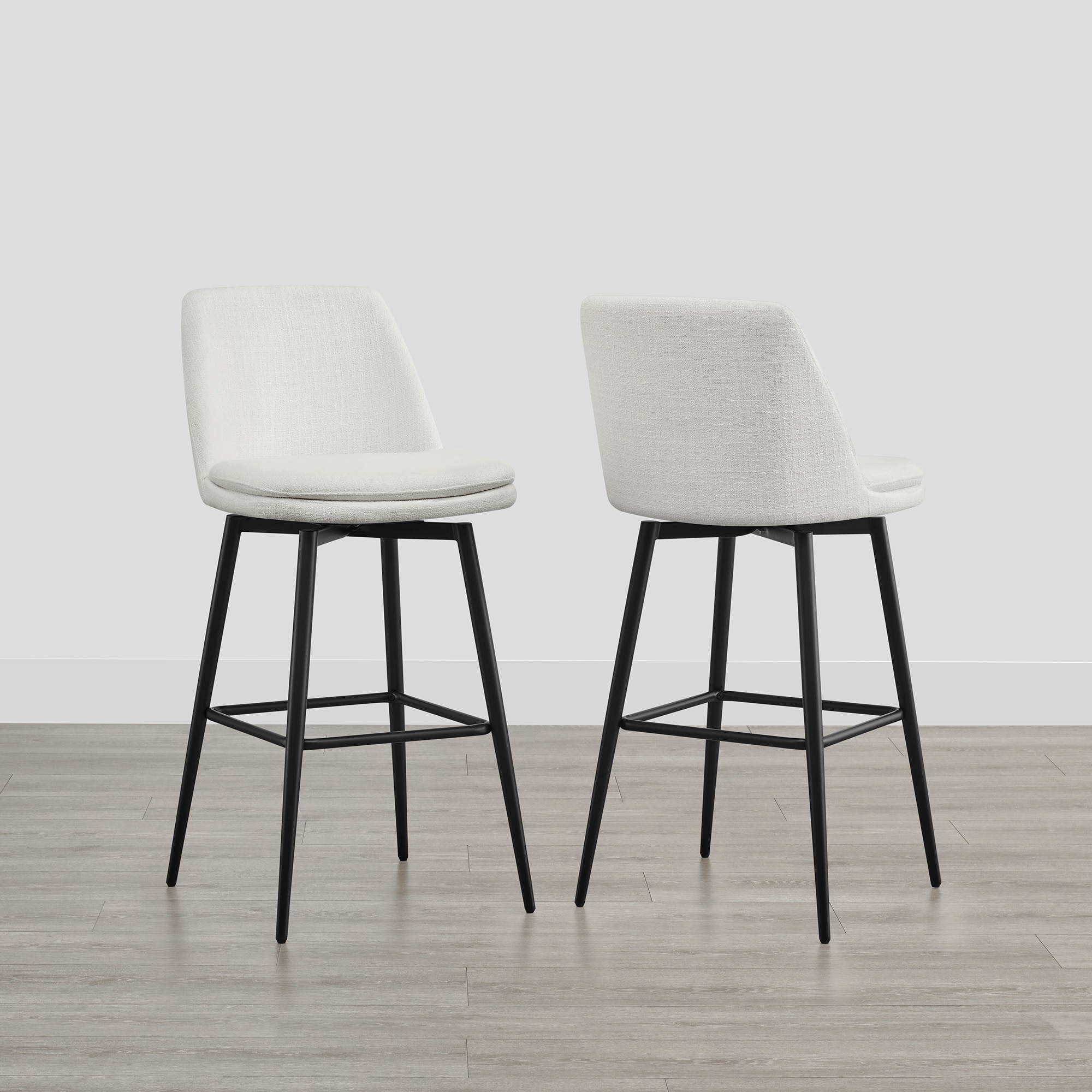 Circle 55 LWSY2006-B1360-76 White 30-in H Bar height Upholstered Swivel Metal Bar Stool 2 -Pack