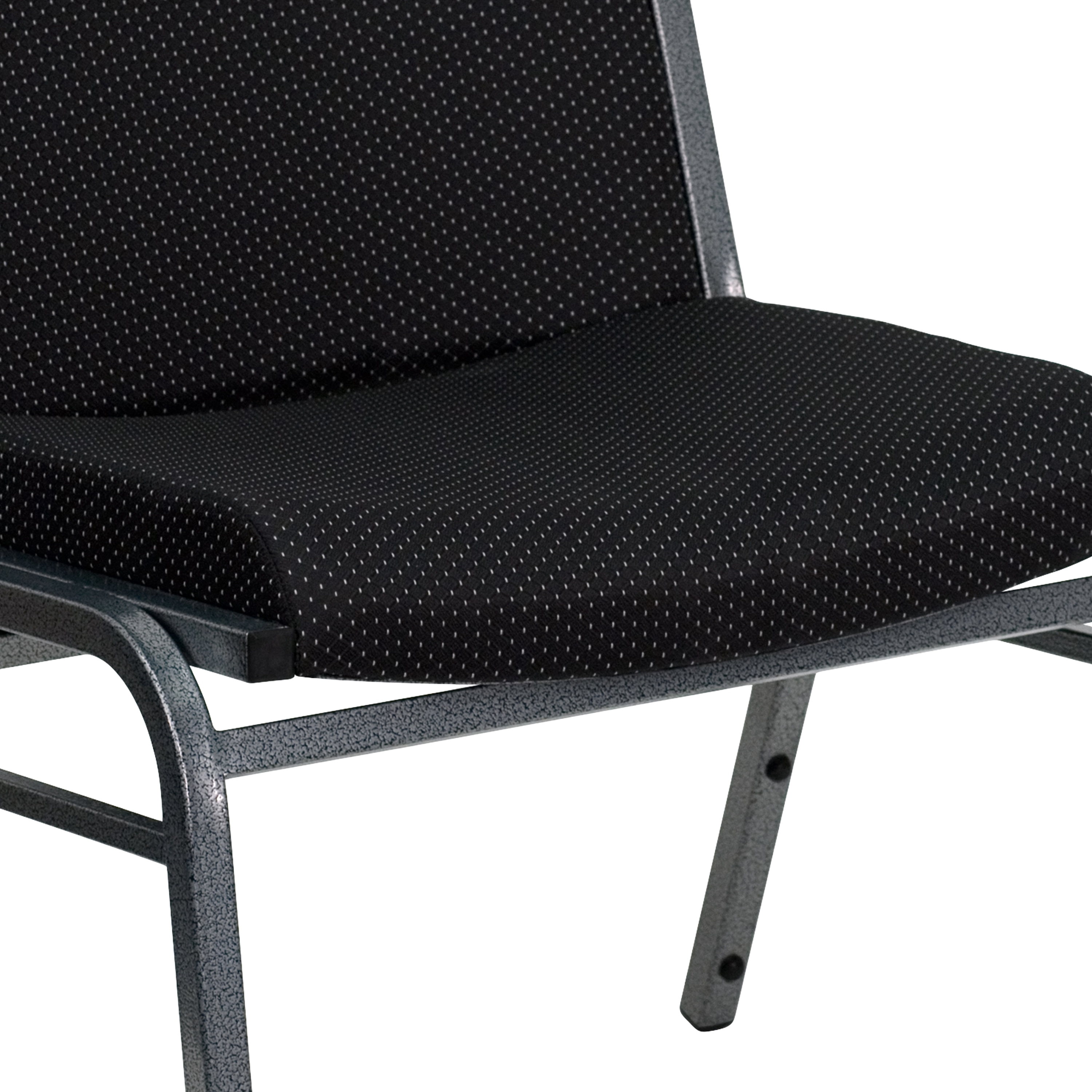 Contemporary Black Fabric & Silver Metal Stackable Chair Duo