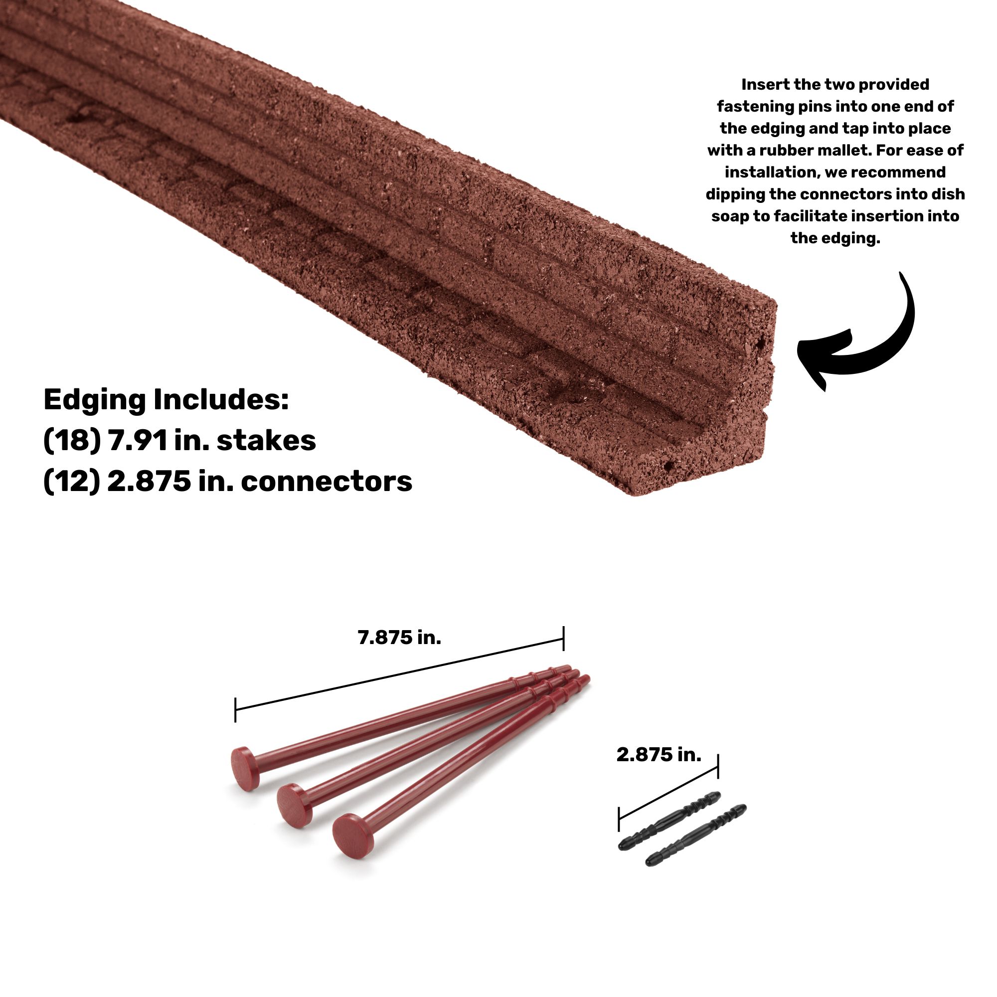 Rubberific 24 Ft X 3 In Brickface 6 Pack Red Rubber Landscape Edging   65775910 