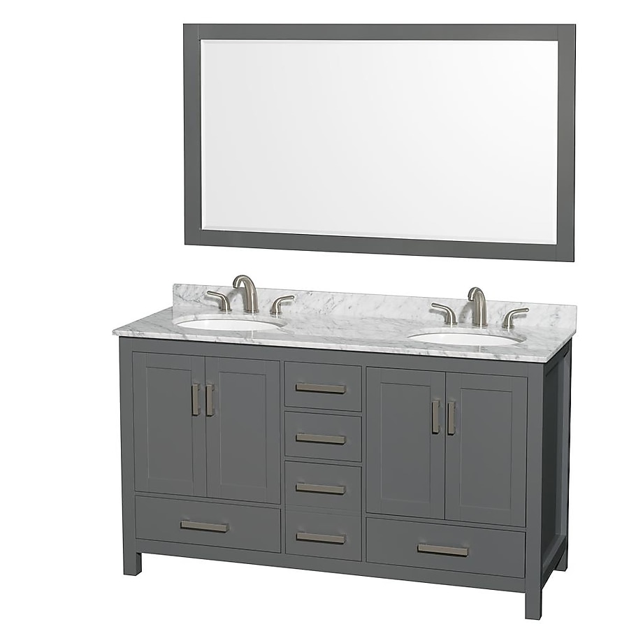 Wyndham Collection Sheffield 60-in Dark Gray Bathroom Vanity Cabinet (Mirror Included) Wyndham Collection Sheffield 60-in Dark Gray Bathroom Vanity Cabinet (Mirror Included)