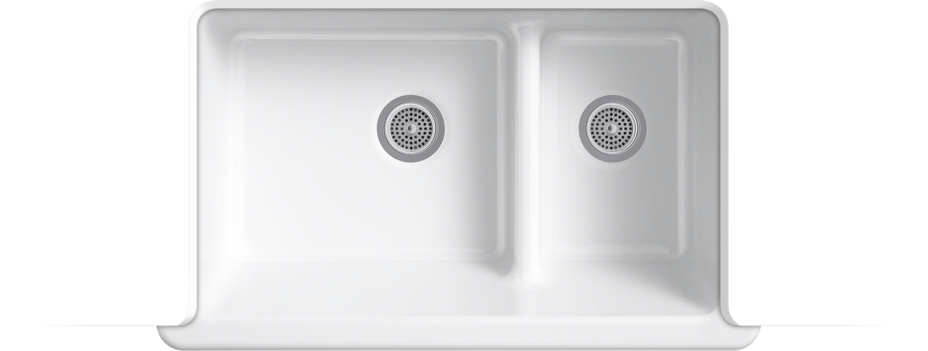 White 36" Cast Iron Double Basin Farmhouse Sink