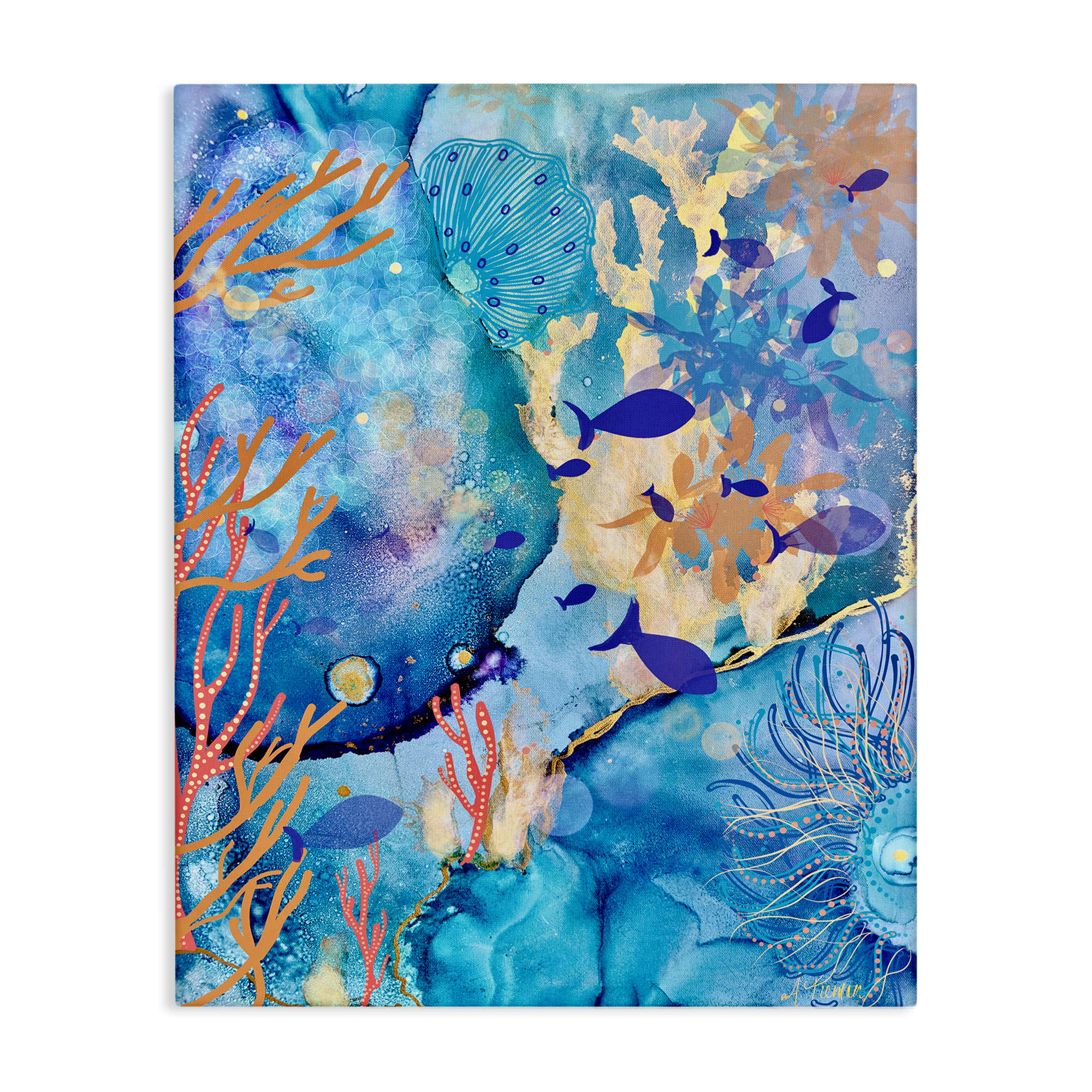 Stupell Industries BT-361-CN-16X20 Coral and Sea Life Collage Canvas Wall Art By Amy Tieman 16 x 20