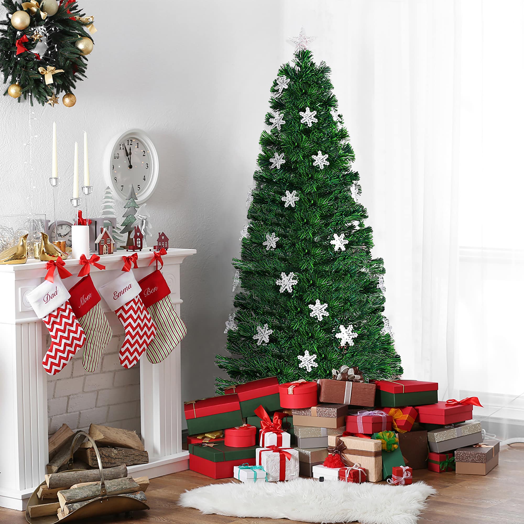 5-Foot Green Fiber Optic Artificial Christmas Tree with Multicolor LED Lights