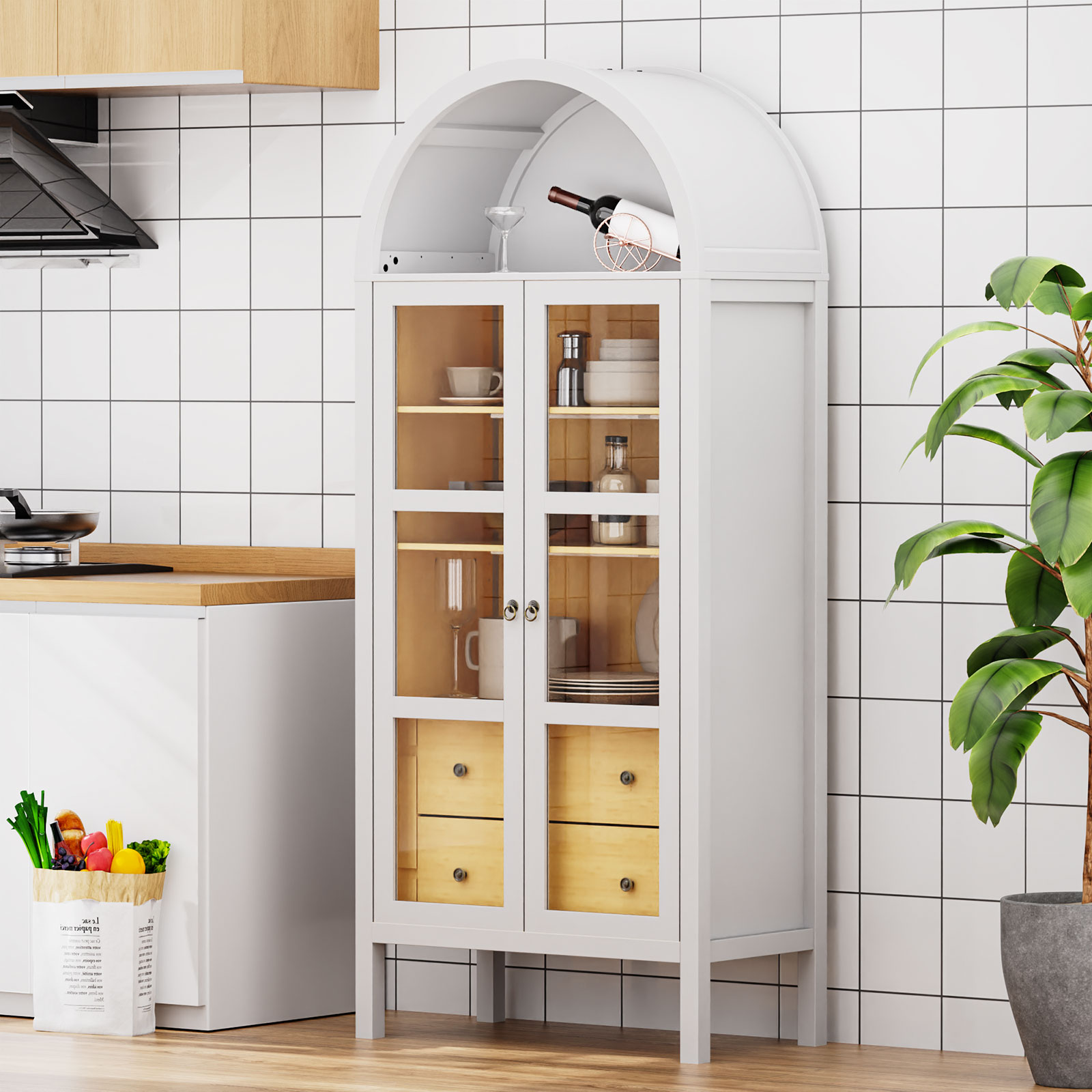 LOVMOR ARCHEDCABINET-WHITE Dining-Kitchen-Storarge - View #5