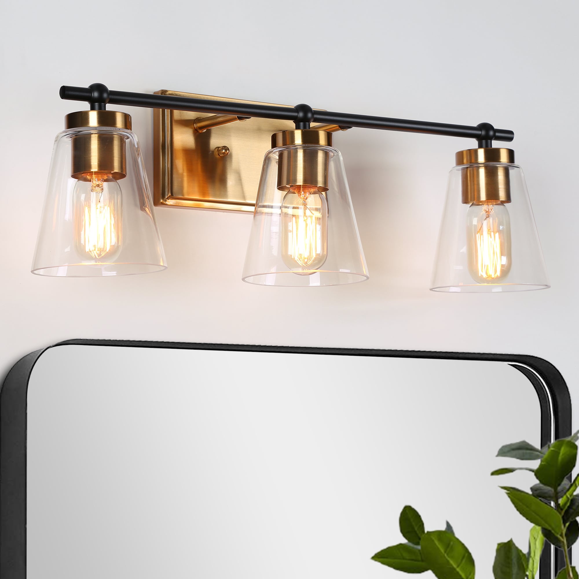 ZEVNI L3MVZZ22W4528S17 Beirut 22-in 3 -Light Polished Brass Modern/contemporary Vanity light bar