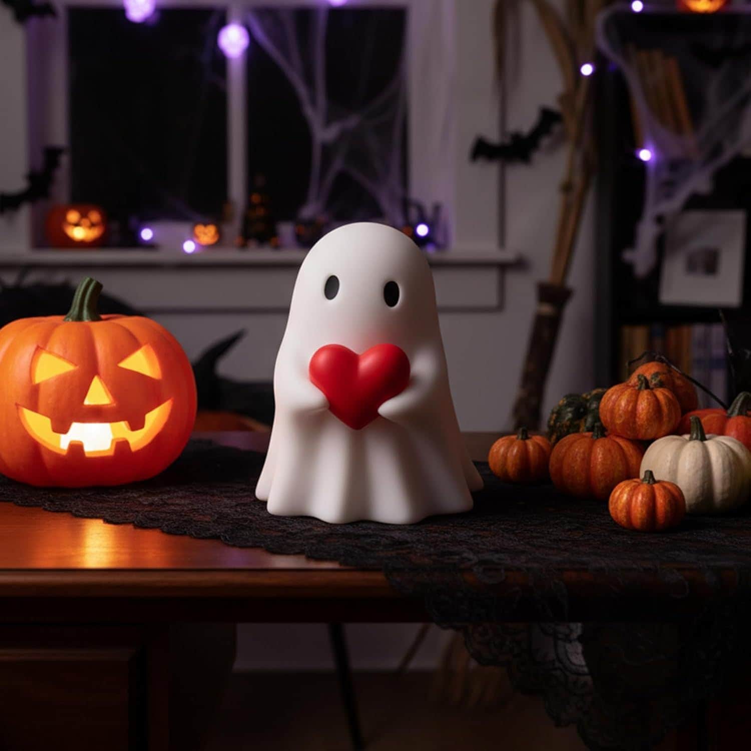 OBERSTER Halloween Ghost Figurine Spooky Resin Ghost Statue Cute Ghost Halloween Decoration for Home and Office Desktop Decor Display Ornaments
