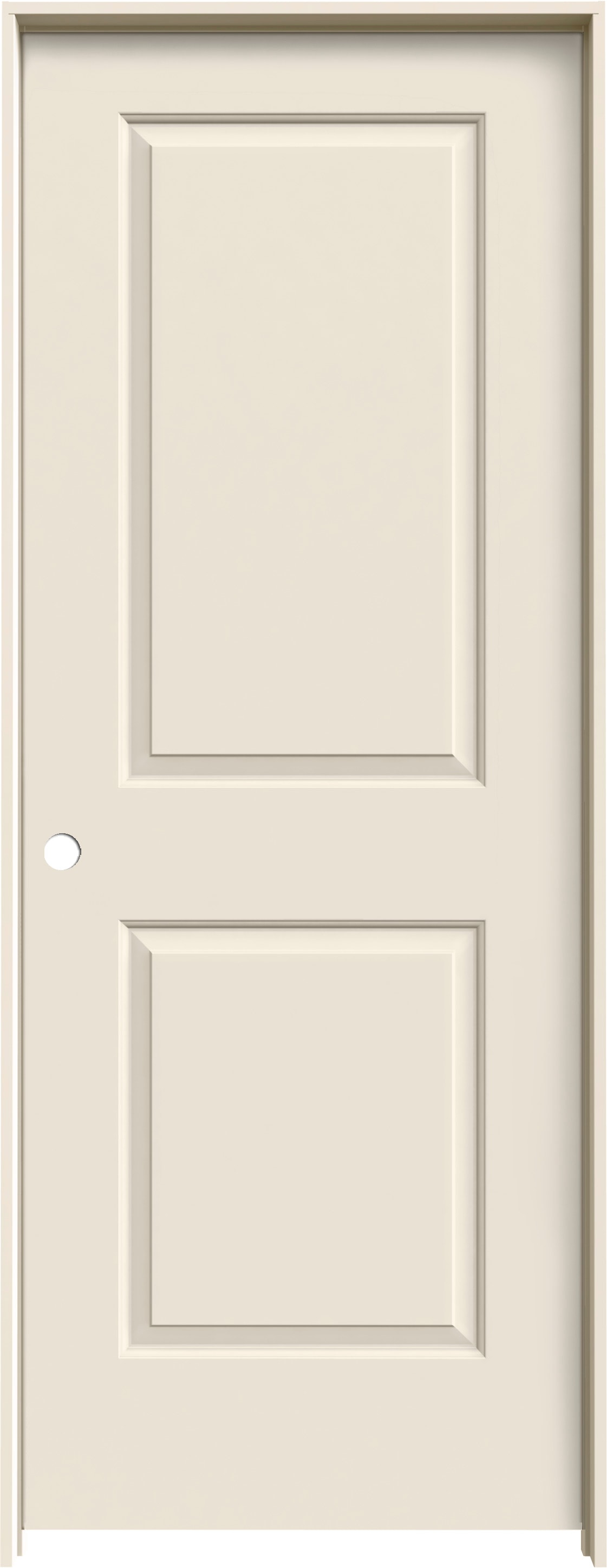 RELIABILT LOE830475 30-in x 80-in Primed Hollow core 2-panel square Right hand Smooth Primed Molded composite Flat Jamb Single Prehung Interior Door