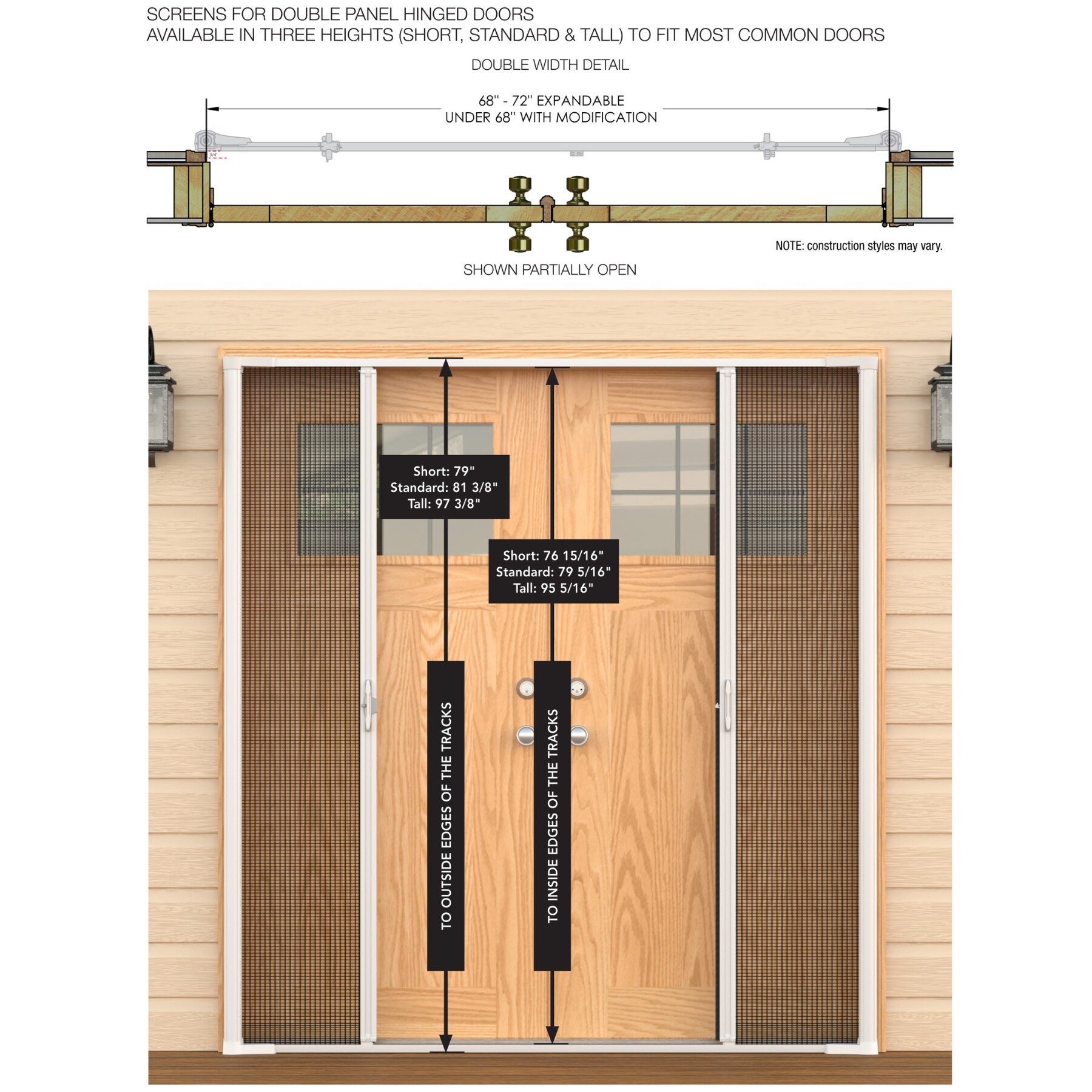 Weather Star 72 in. x 96 in. Brisa White Tall Double Retractable