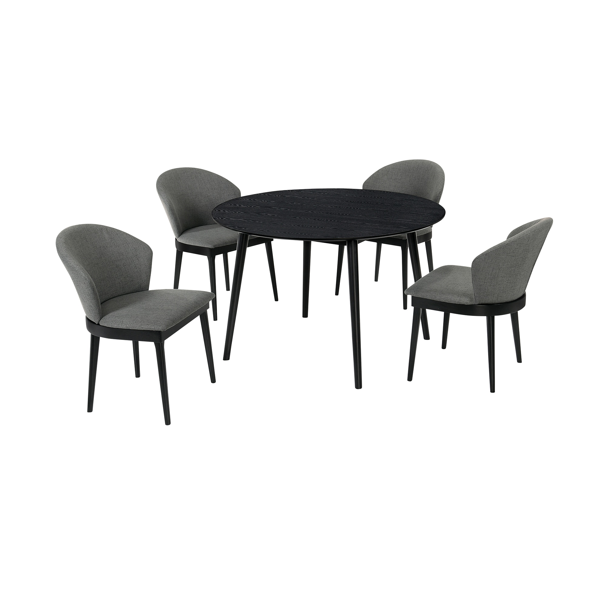 Armen Living SETARDI5JNBLCH48 Black Contemporary/Modern Dining Room Set with Round Table ( Seats 4 )