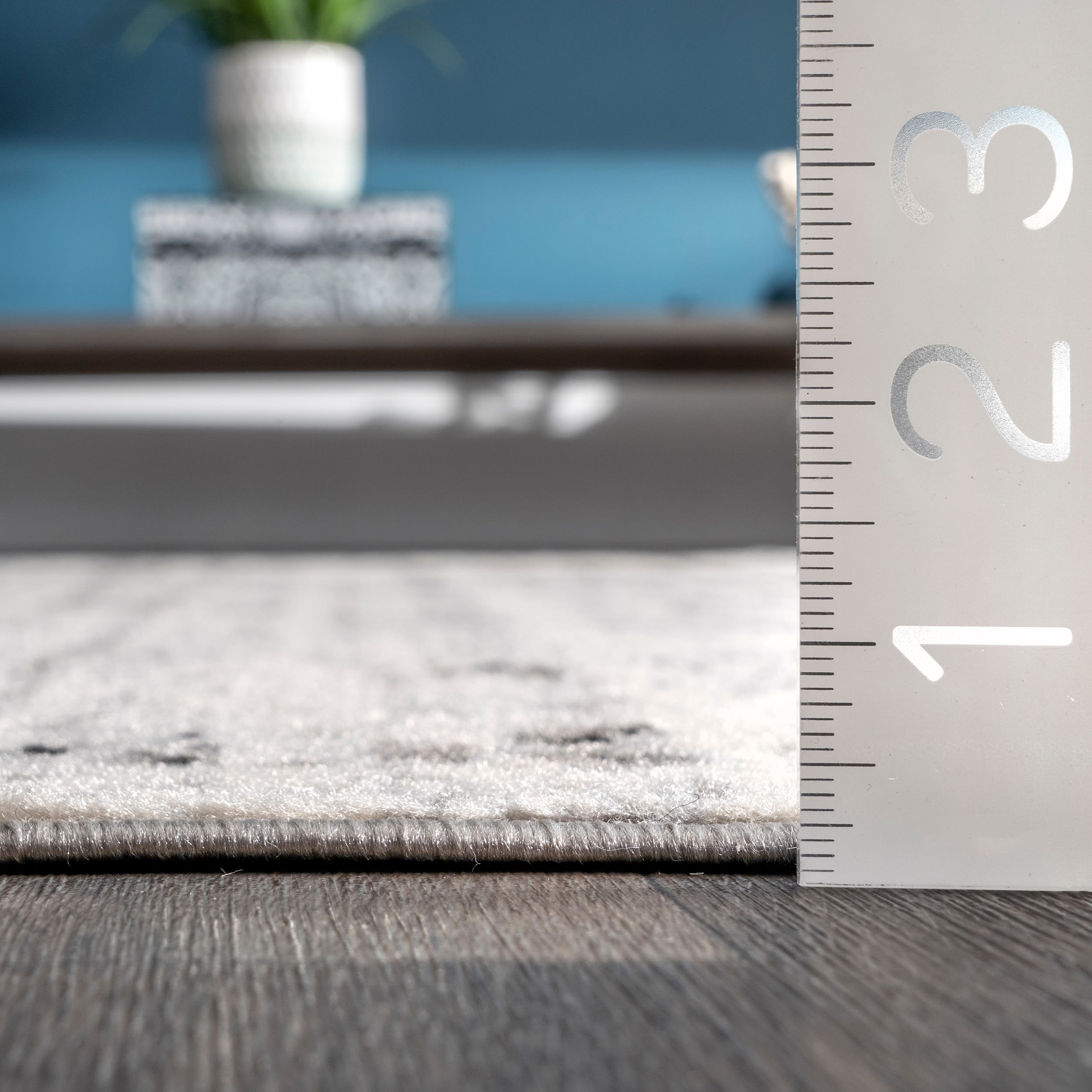 Gray and Black Abstract Synthetic Rectangular Area Rug